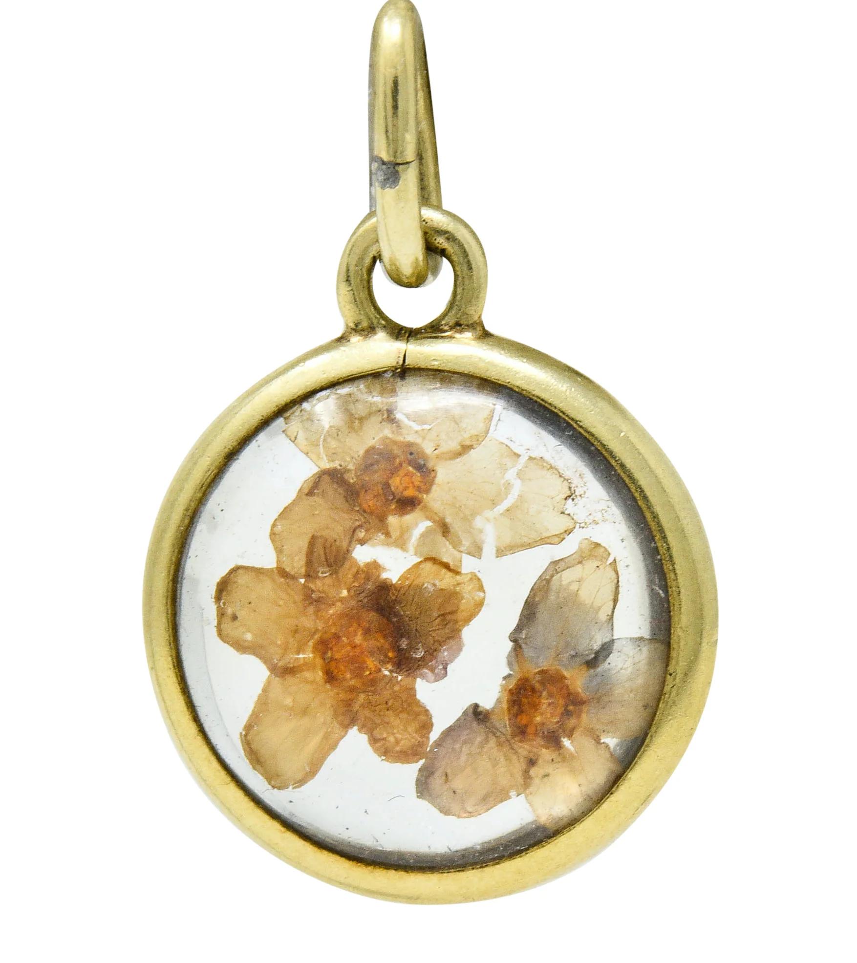 1950's Mid-Century 14 Karat Gold Pressed Flower Charm - Image 5