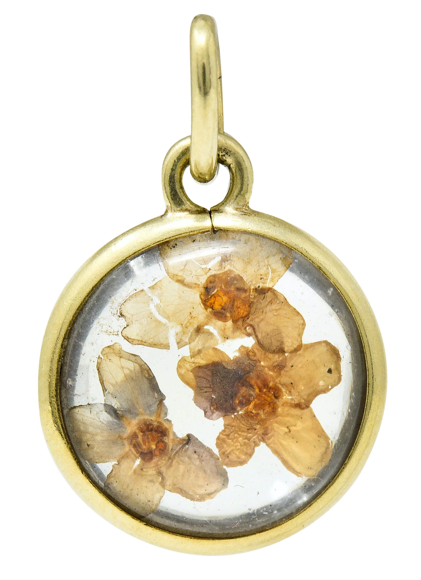 1950's Mid-Century 14 Karat Gold Pressed Flower Charm - Image 6