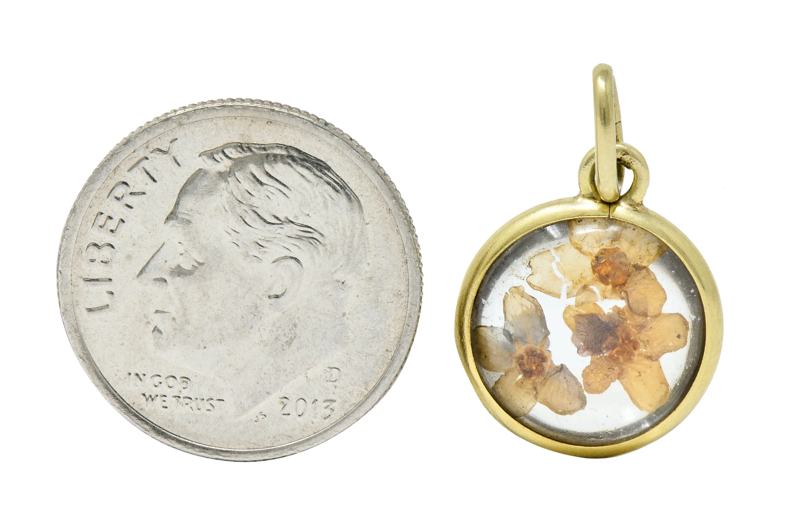 1950's Mid-Century 14 Karat Gold Pressed Flower Charm - Image 9