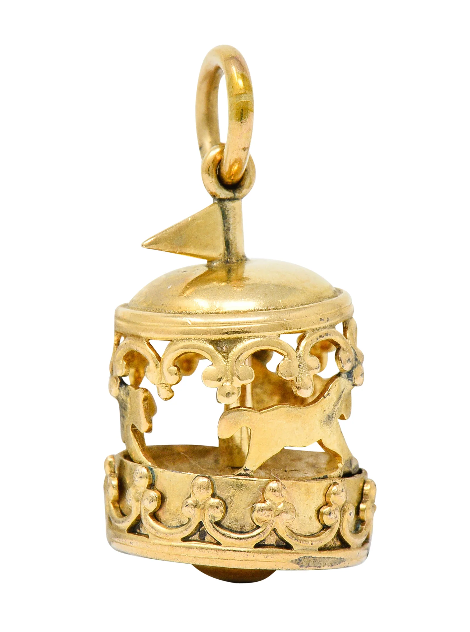 1950's Mid-Century 14 Karat Gold Rotating Carousel Charm - Image 2