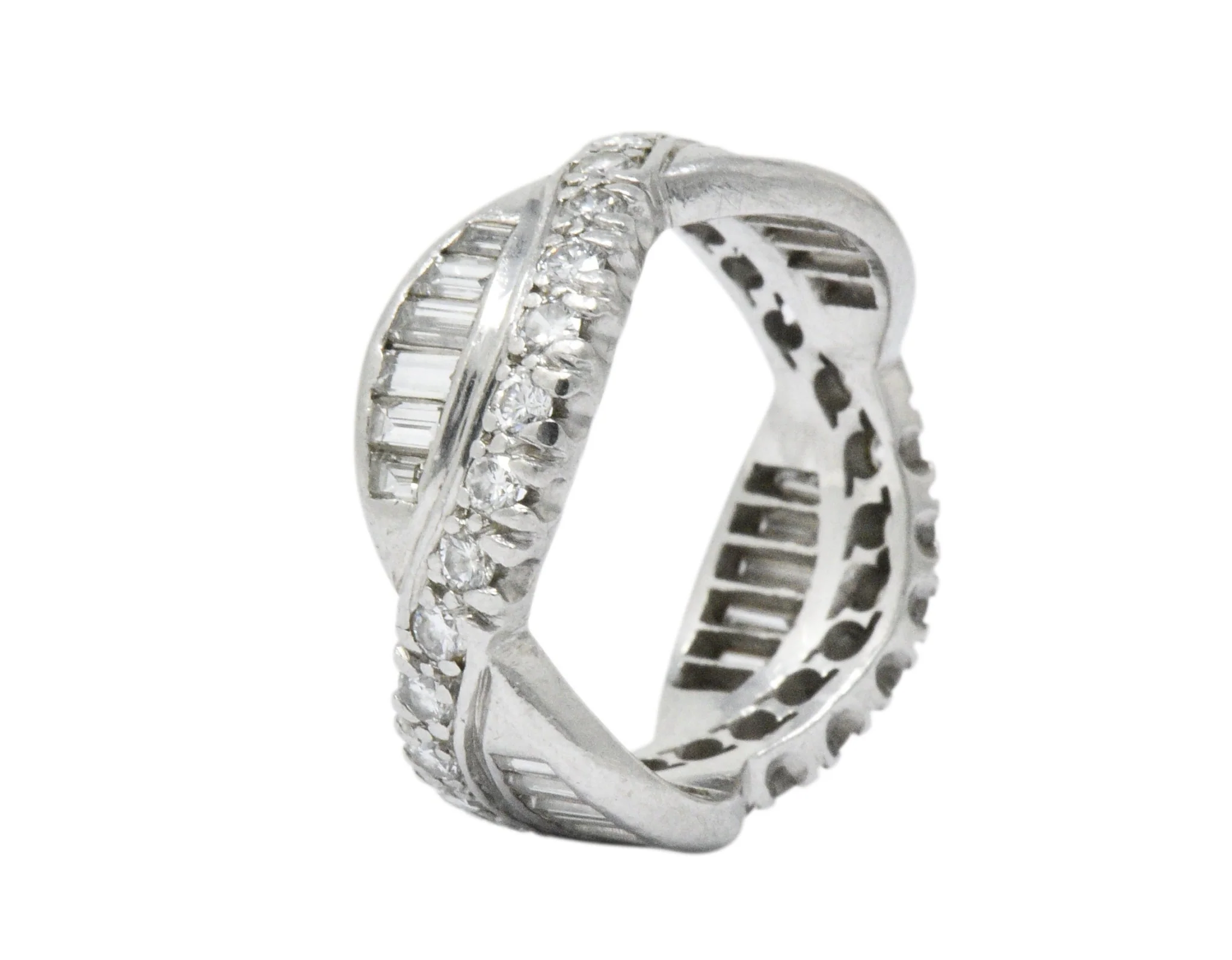 1950's Mid-Century 2.06 CTW Diamond Wave Eternity Stacking Band - Image 3