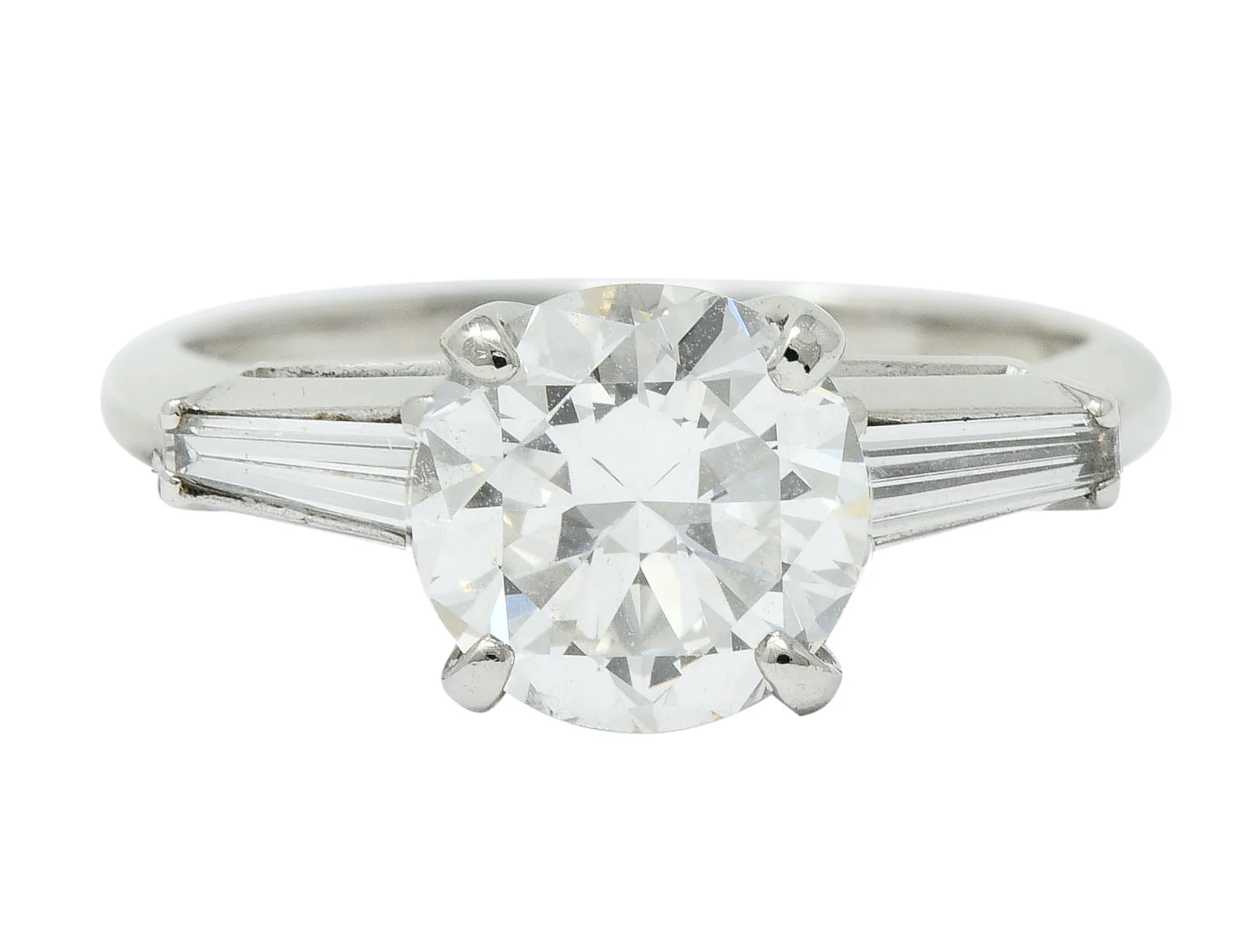 1950's Mid-Century 2.22 CTW Diamond Platinum Engagement Ring GIA