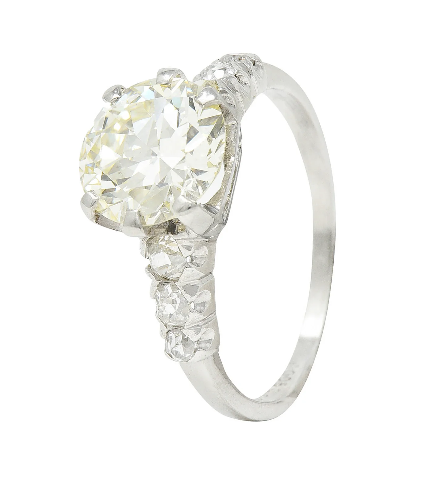 1950's Mid-Century 2.74 CTW Diamond Platinum Engagement Ring - Image 11