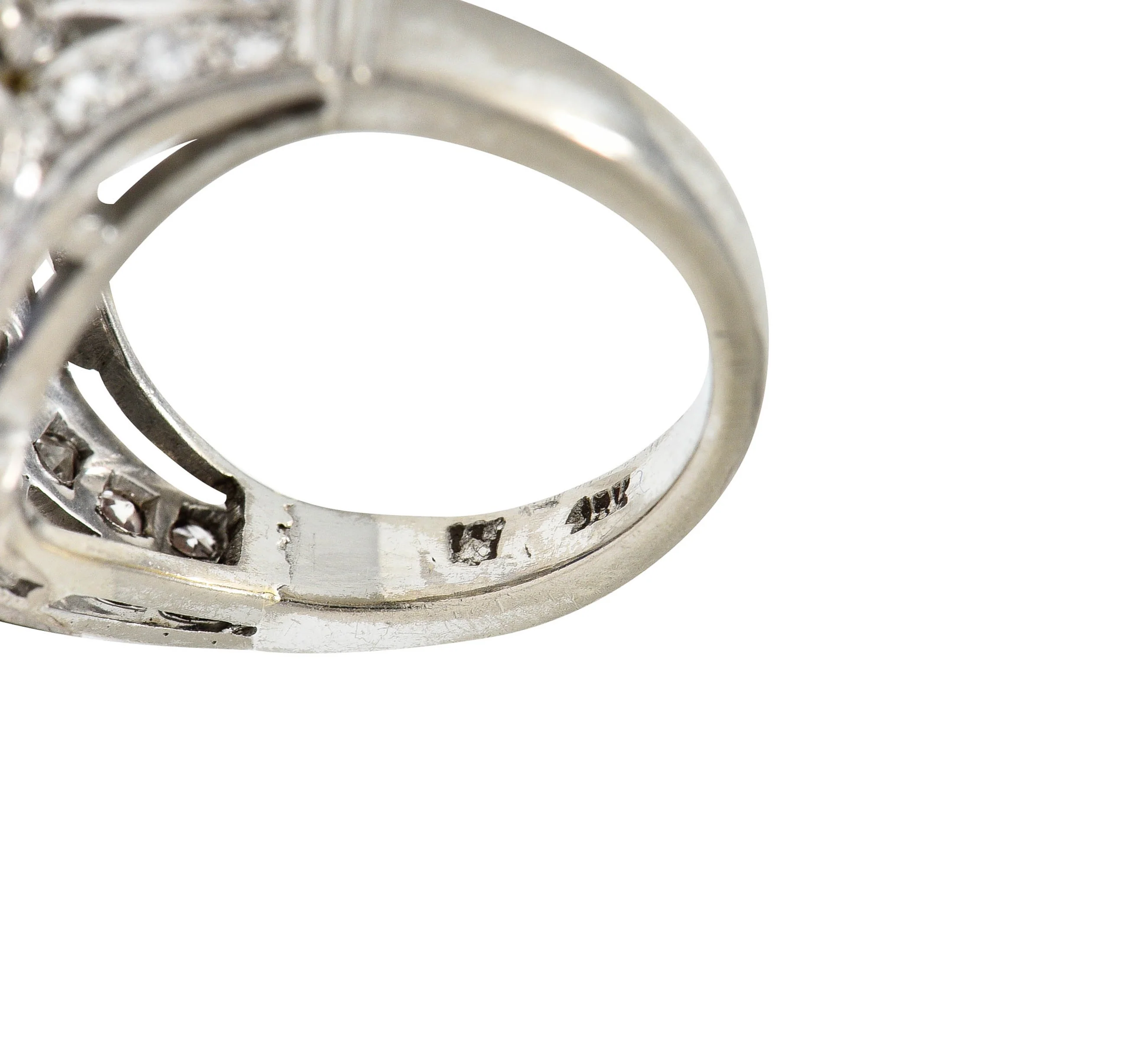 1950's Mid-Century 2.90 CTW Sapphire Diamond 18 Karat White Gold Cocktail Ring - Image 7