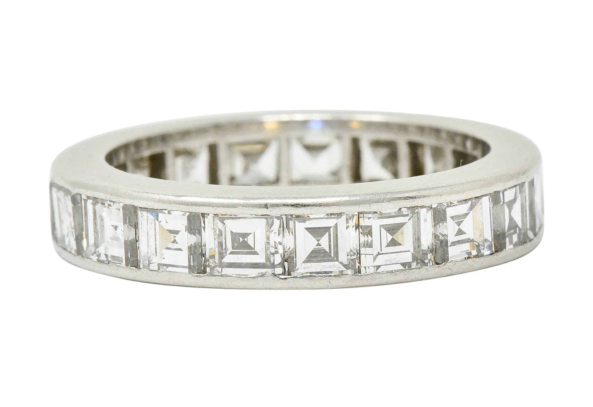 1950's Mid-Century 3.80 CTW Diamond Platinum Eternity Band Ring - Image 2