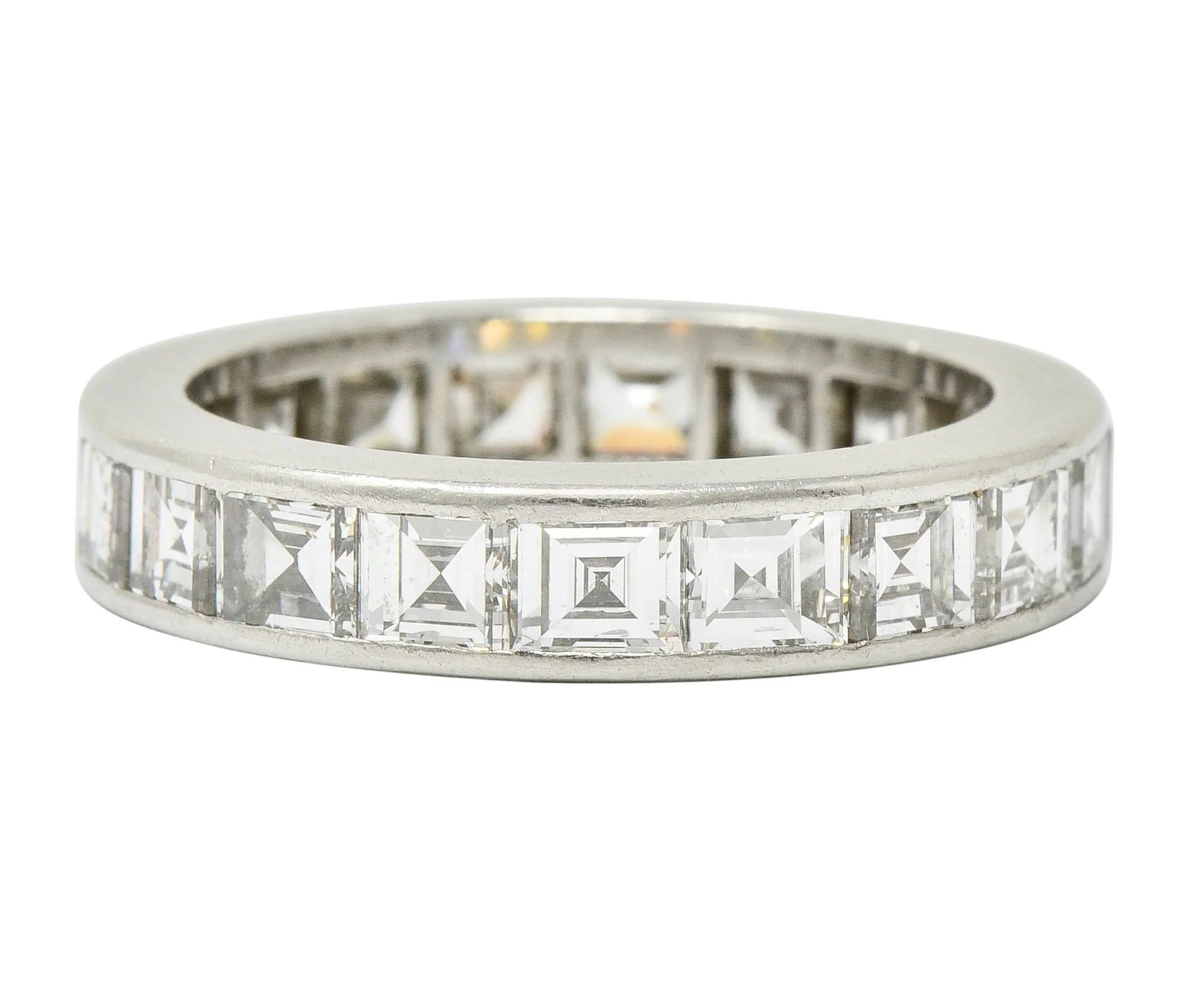 1950's Mid-Century 3.80 CTW Diamond Platinum Eternity Band Ring - Image 4
