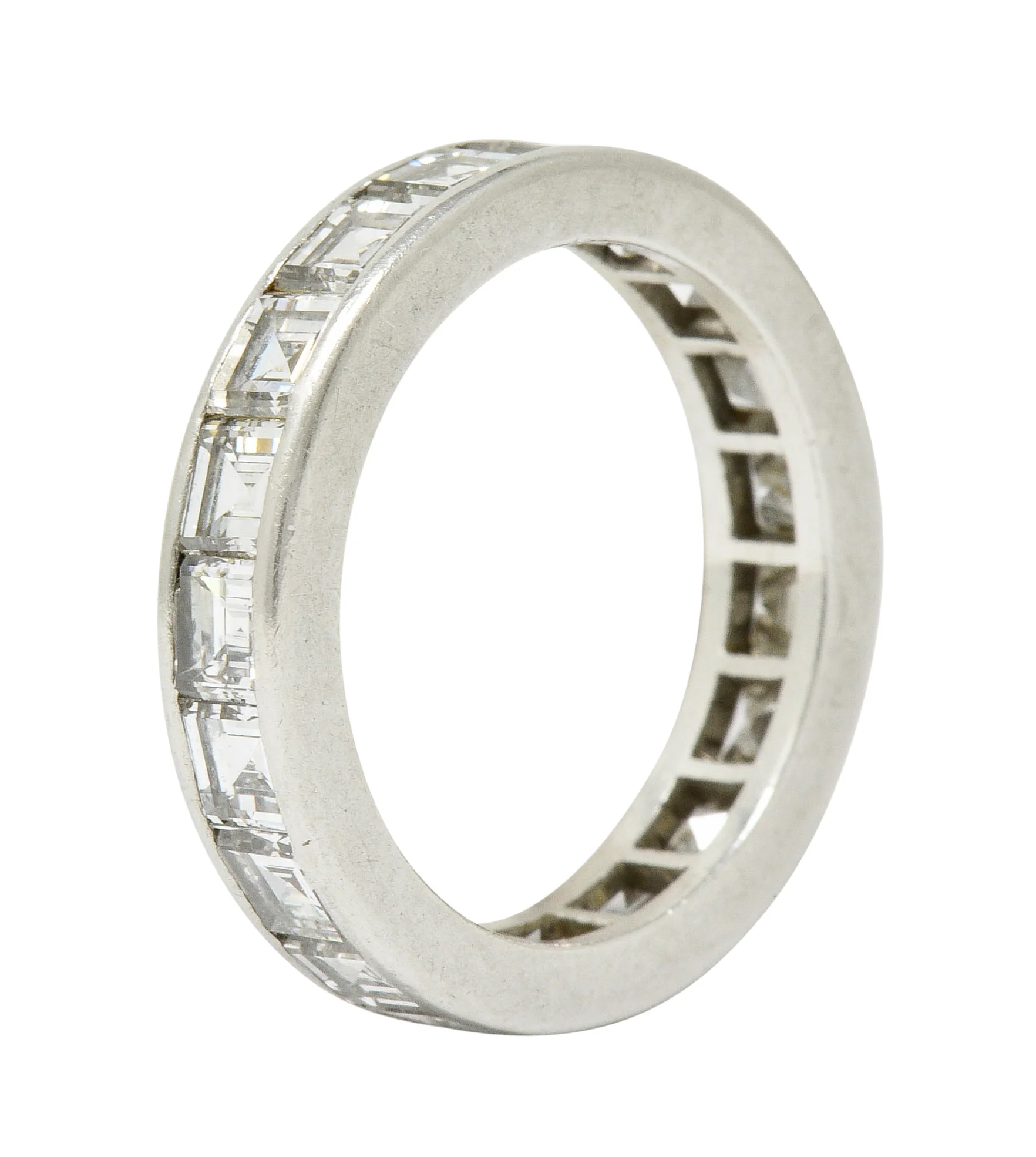 1950's Mid-Century 3.80 CTW Diamond Platinum Eternity Band Ring - Image 6