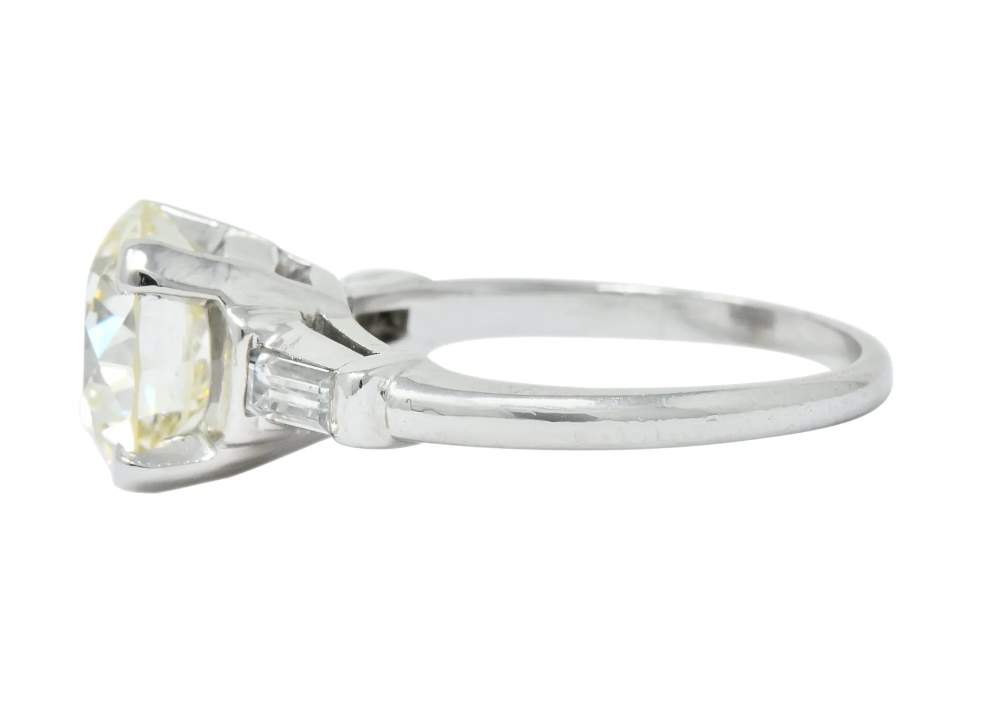 1950's Mid-Century 3.85 CTW Diamond Platinum Engagement Ring GIA - Image 3