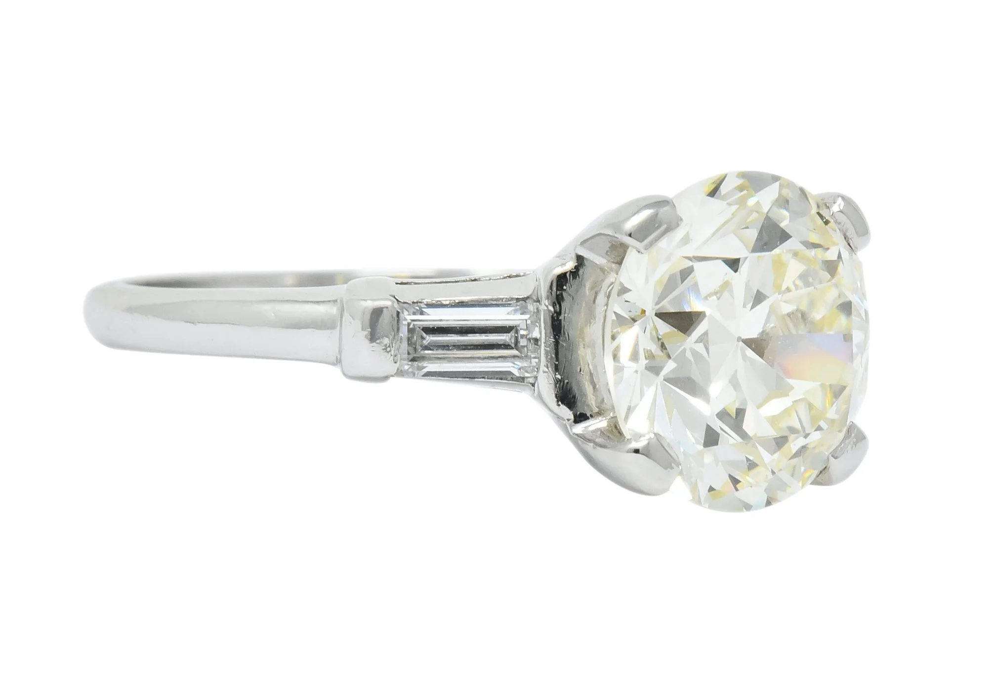 1950's Mid-Century 3.85 CTW Diamond Platinum Engagement Ring GIA - Image 6