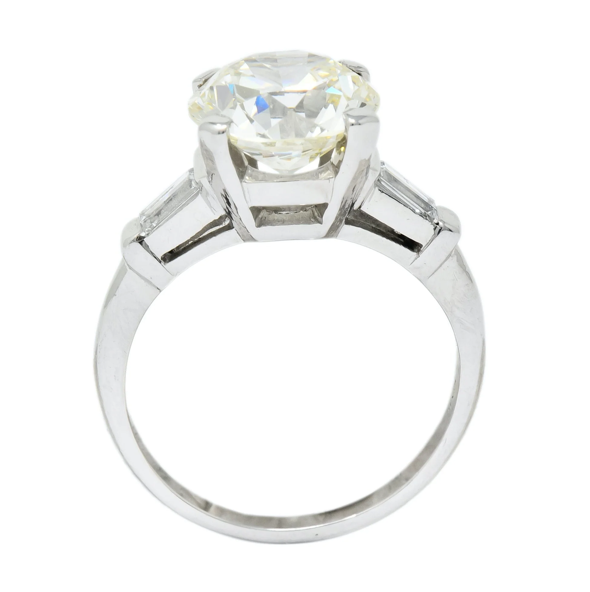 1950's Mid-Century 3.85 CTW Diamond Platinum Engagement Ring GIA - Image 7