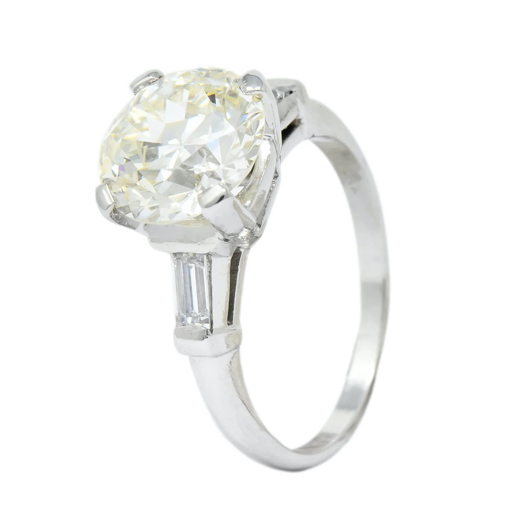1950's Mid-Century 3.85 CTW Diamond Platinum Engagement Ring GIA - Image 8