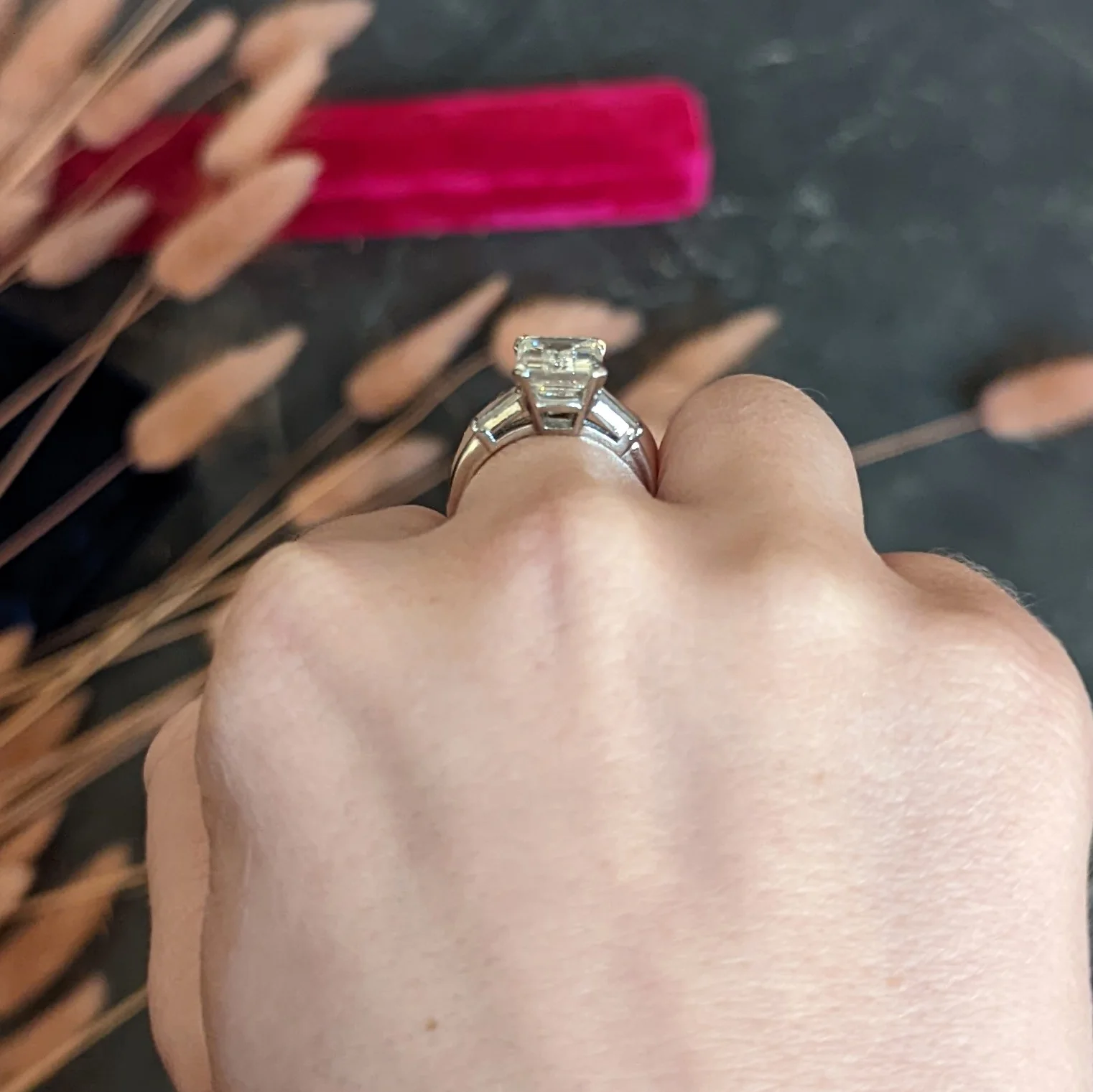 1950's Mid-Century 4.12 CTW Diamond Platinum Three Stone Vintage Ring GIA - Image 14
