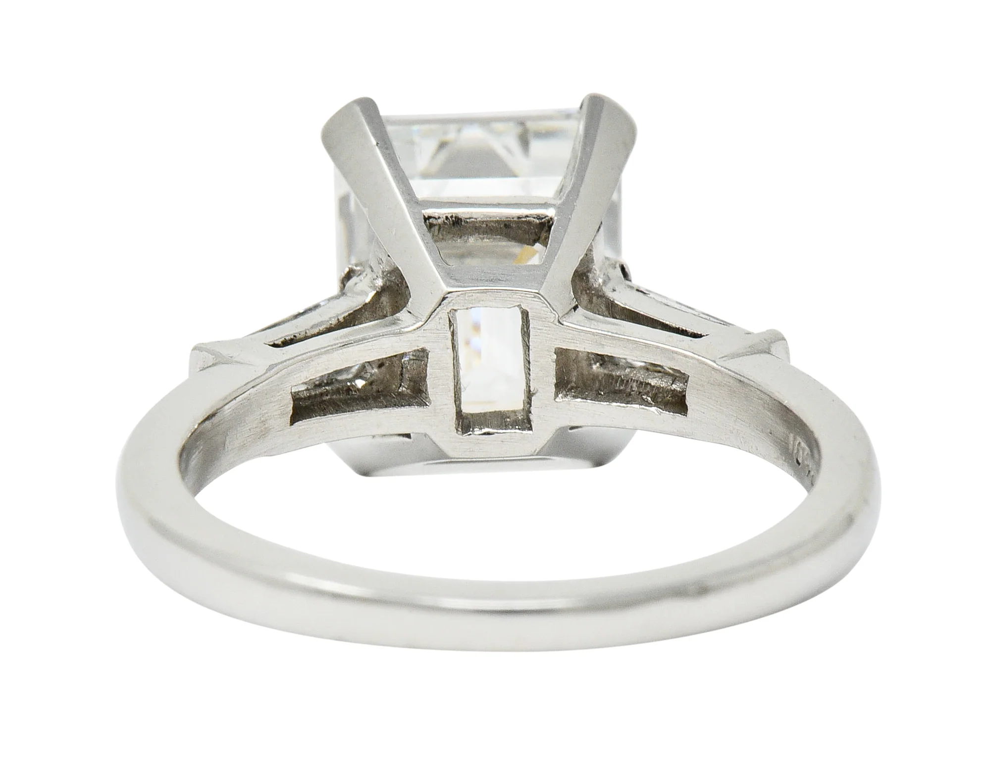1950's Mid-Century 4.12 CTW Diamond Platinum Three Stone Vintage Ring GIA - Image 4