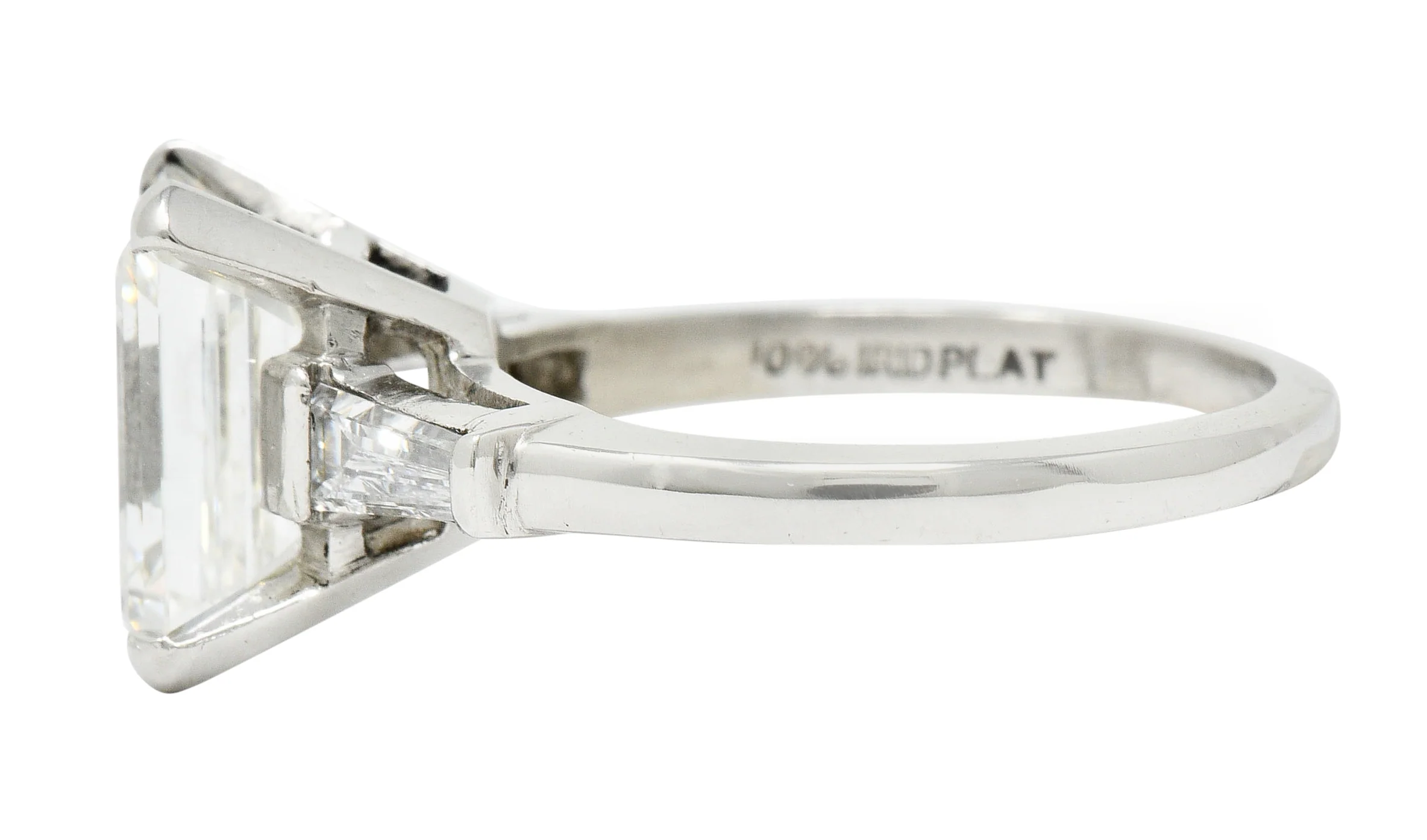 1950's Mid-Century 4.12 CTW Diamond Platinum Three Stone Vintage Ring GIA - Image 5