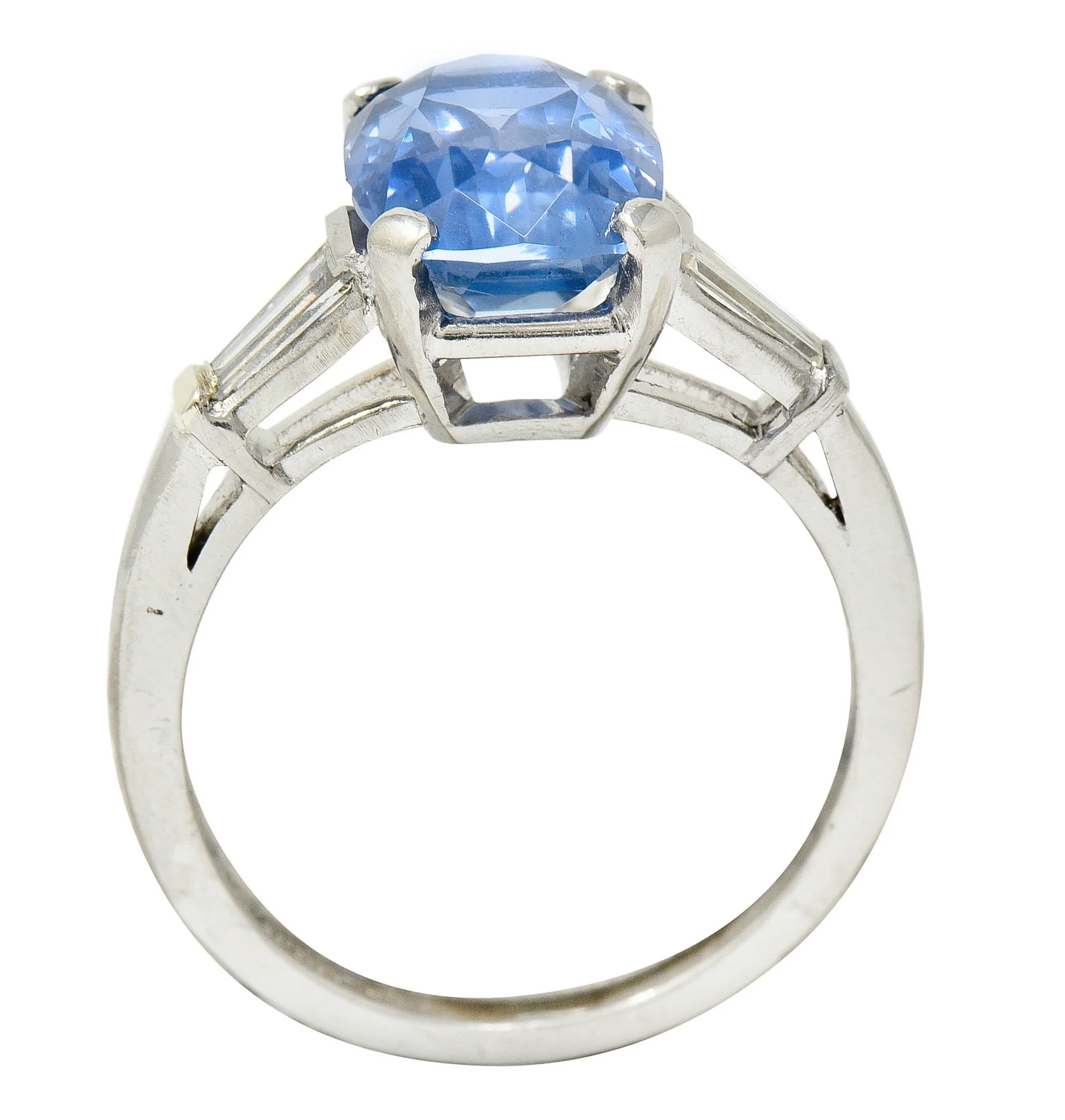 1950's Mid-Century 4.53 CTW No Heat Ceylon Sapphire Diamond Platinum Ring GIA - Image 10