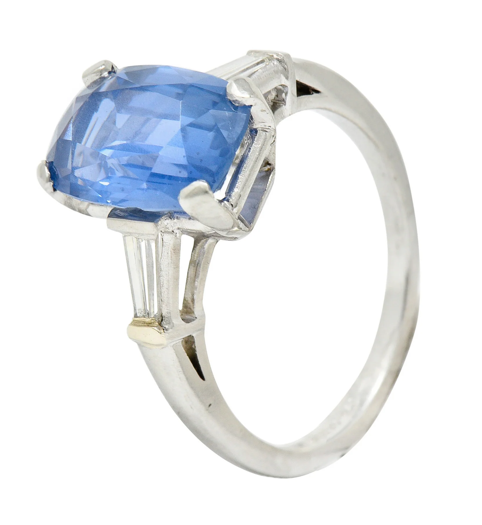 1950's Mid-Century 4.53 CTW No Heat Ceylon Sapphire Diamond Platinum Ring GIA - Image 12