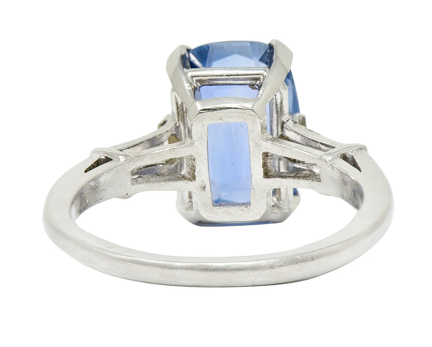 1950's Mid-Century 4.53 CTW No Heat Ceylon Sapphire Diamond Platinum Ring GIA - Image 4