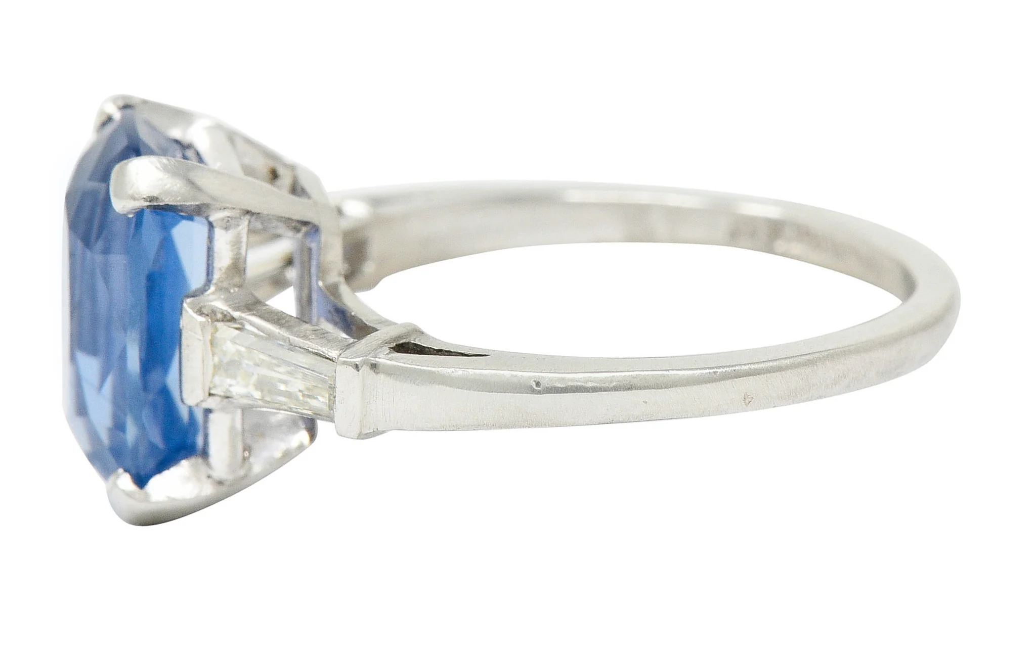 1950's Mid-Century 4.53 CTW No Heat Ceylon Sapphire Diamond Platinum Ring GIA - Image 5