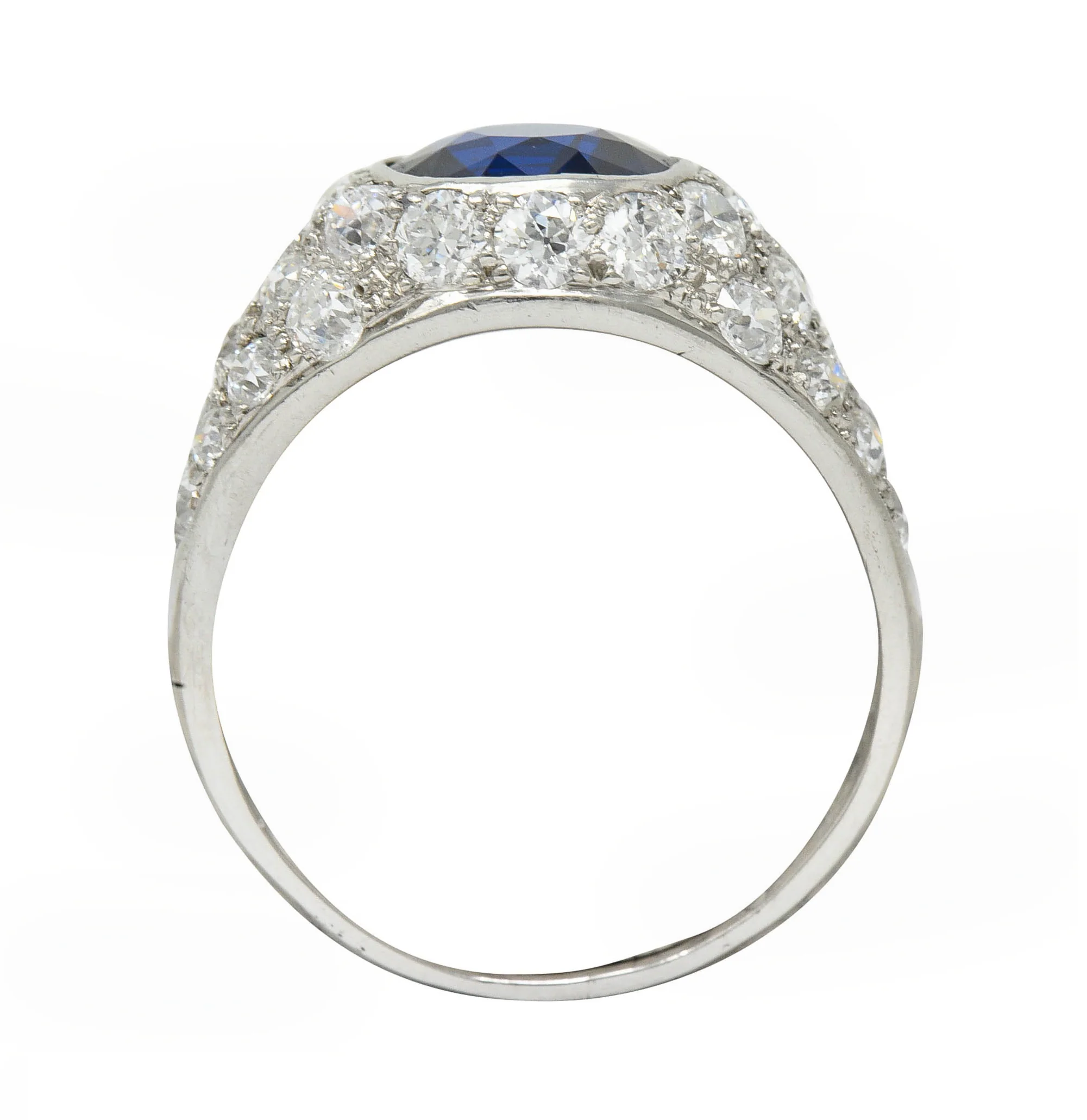 1950's Mid-Century 5.09 CTW No Heat Sapphire Diamond Platinum Bombe Ring - Image 7