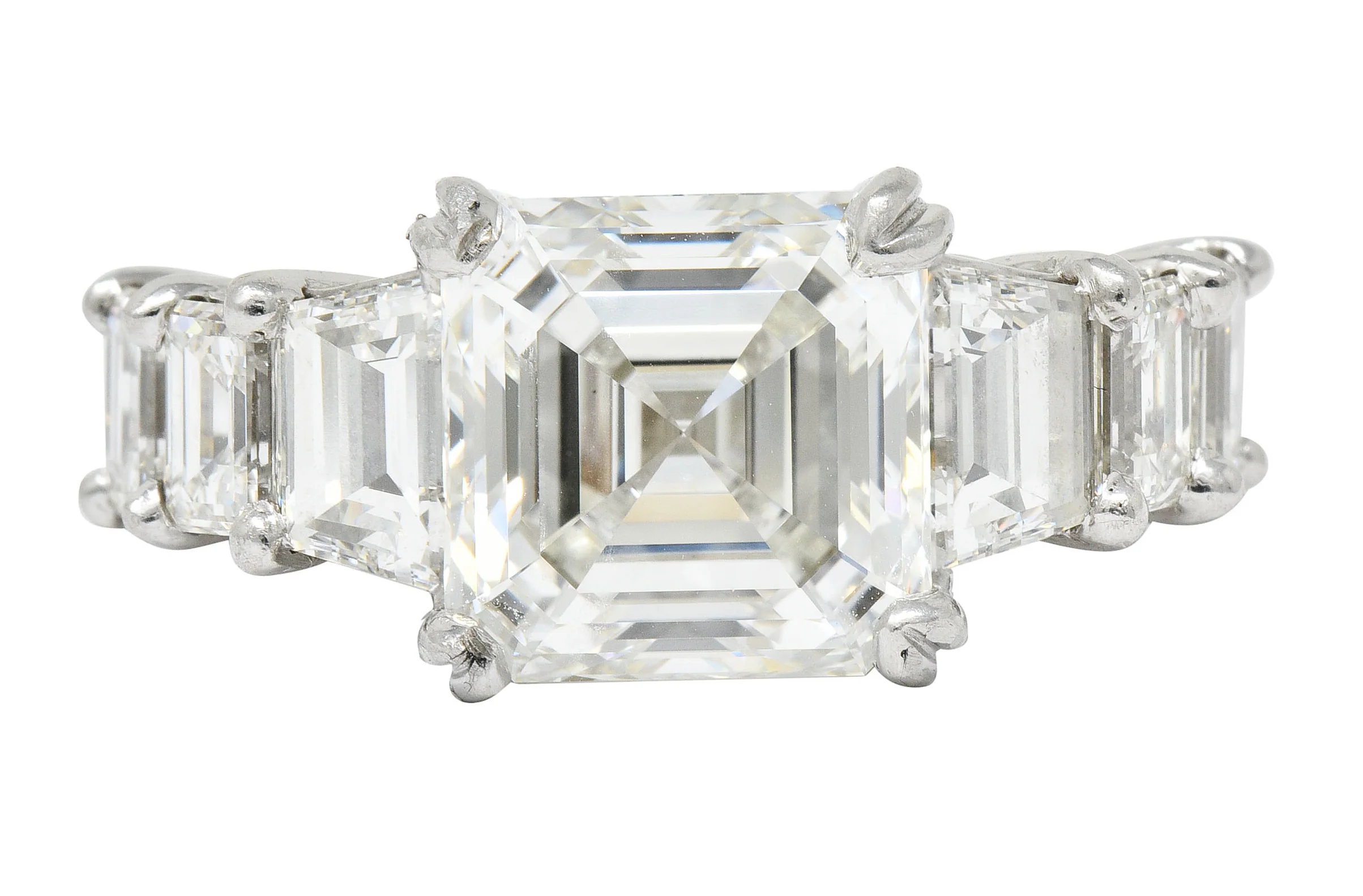 1950's Mid-Century 5.90 CTW Asscher Diamond Platinum Engagement Ring GIA - Image 7