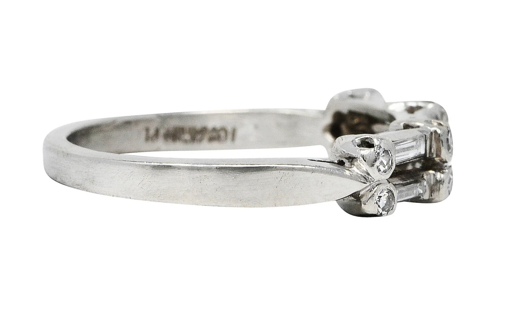 1950's Mid-Century Diamond Platinum Anniversary Band Ring - Image 3