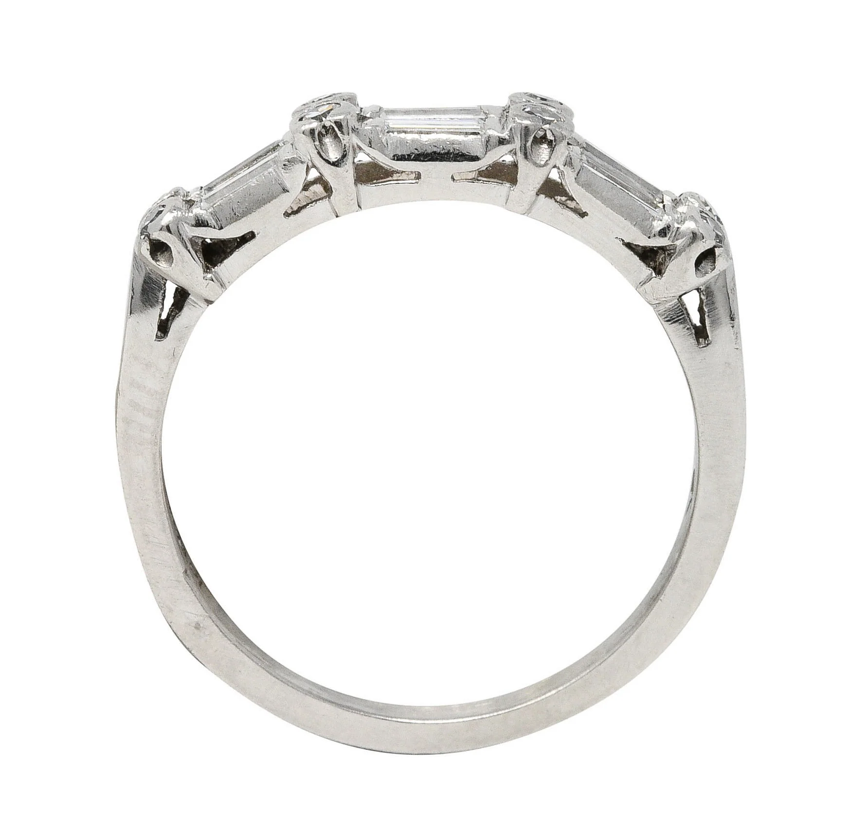 1950's Mid-Century Diamond Platinum Anniversary Band Ring - Image 9