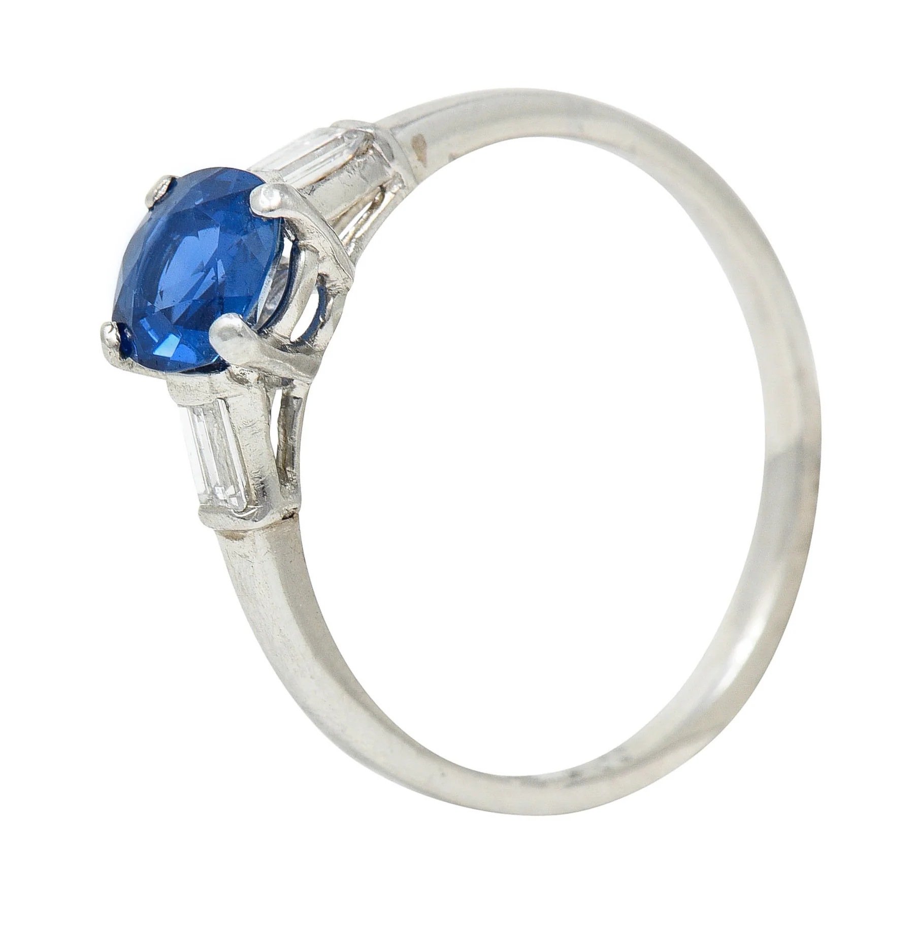 1950's Mid-Century No Heat Sapphire Platinum Ring GIA - Image 10