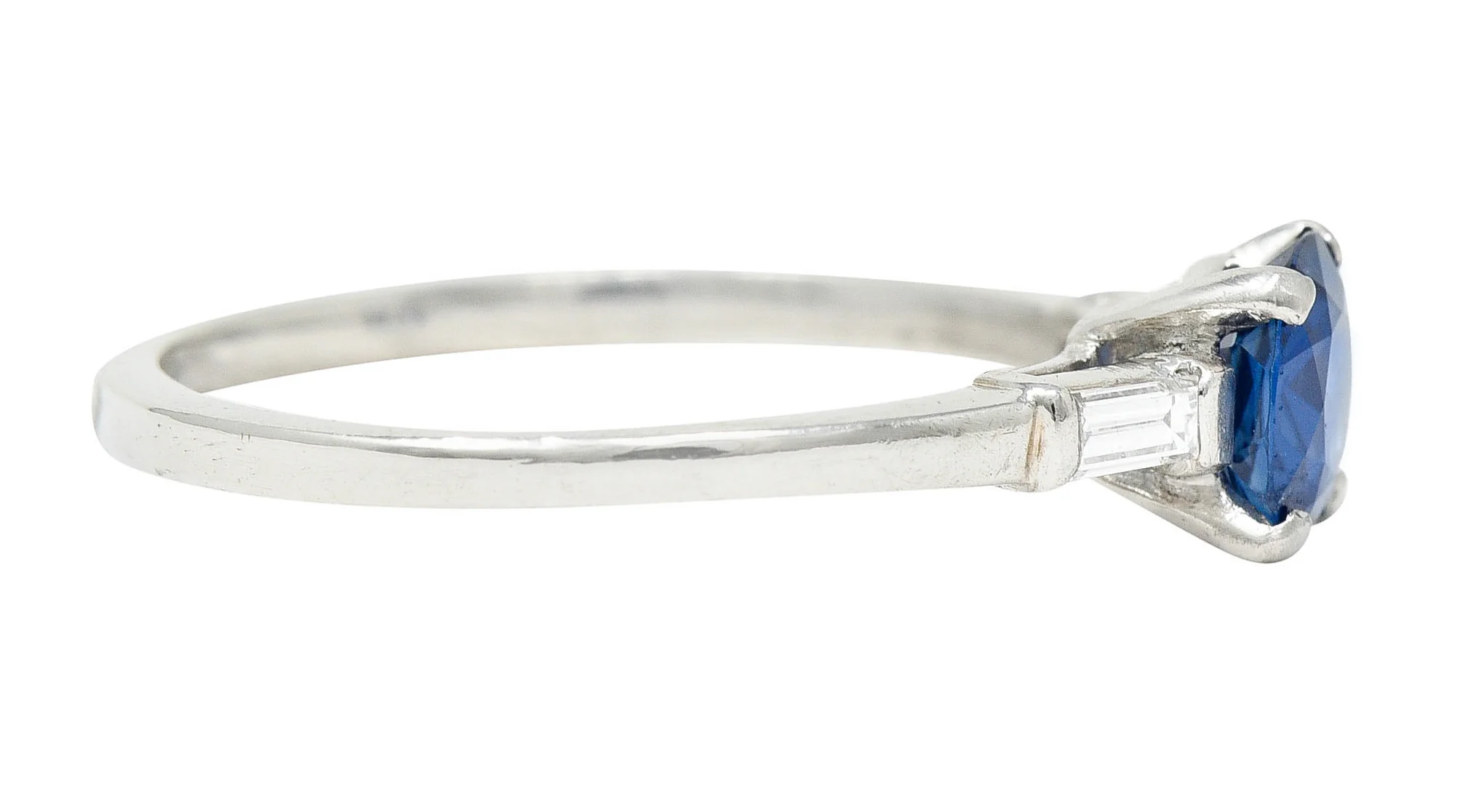 1950's Mid-Century No Heat Sapphire Platinum Ring GIA - Image 3