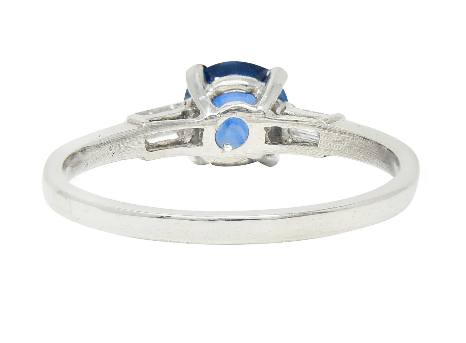 1950's Mid-Century No Heat Sapphire Platinum Ring GIA - Image 4