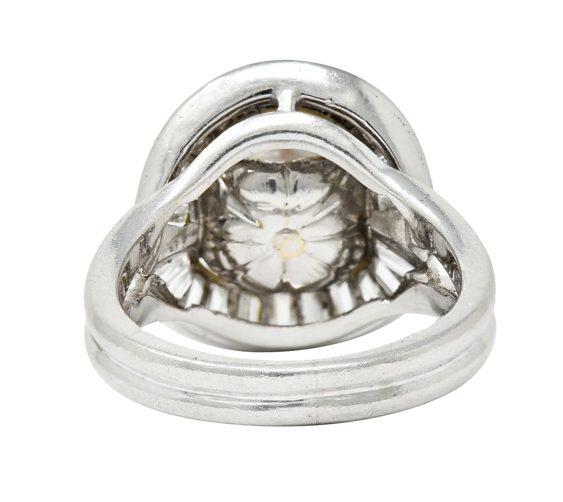 1950's Mid-Century South Sea Pearl 1.75 CTW Diamond Platinum Cocktail Ring - Image 5
