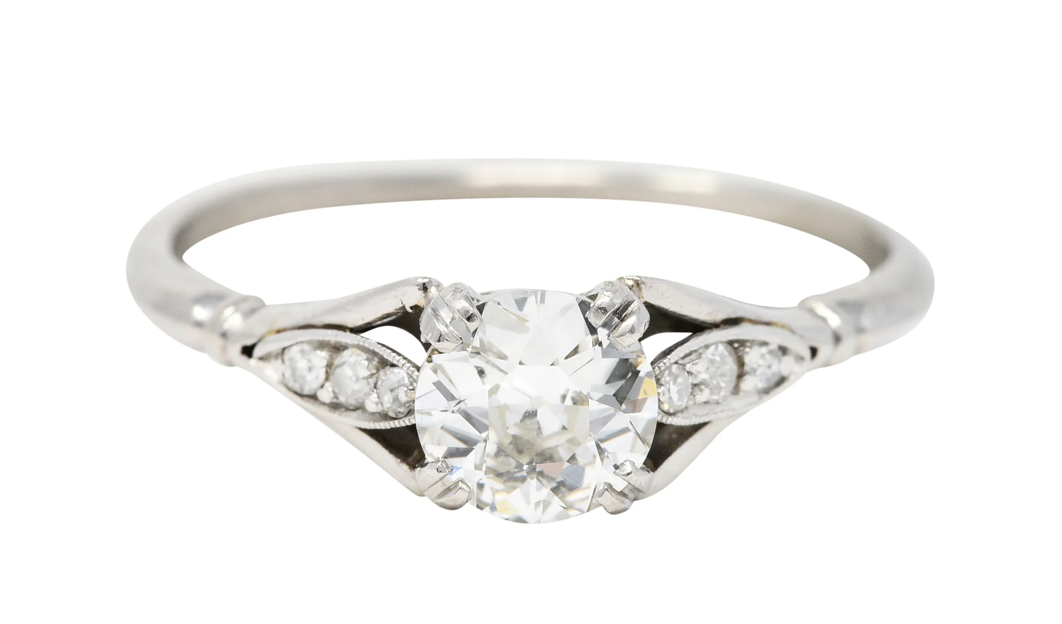 1950's Petri 0.75 CTW Diamond 18 Karat White Gold Engagement Ring