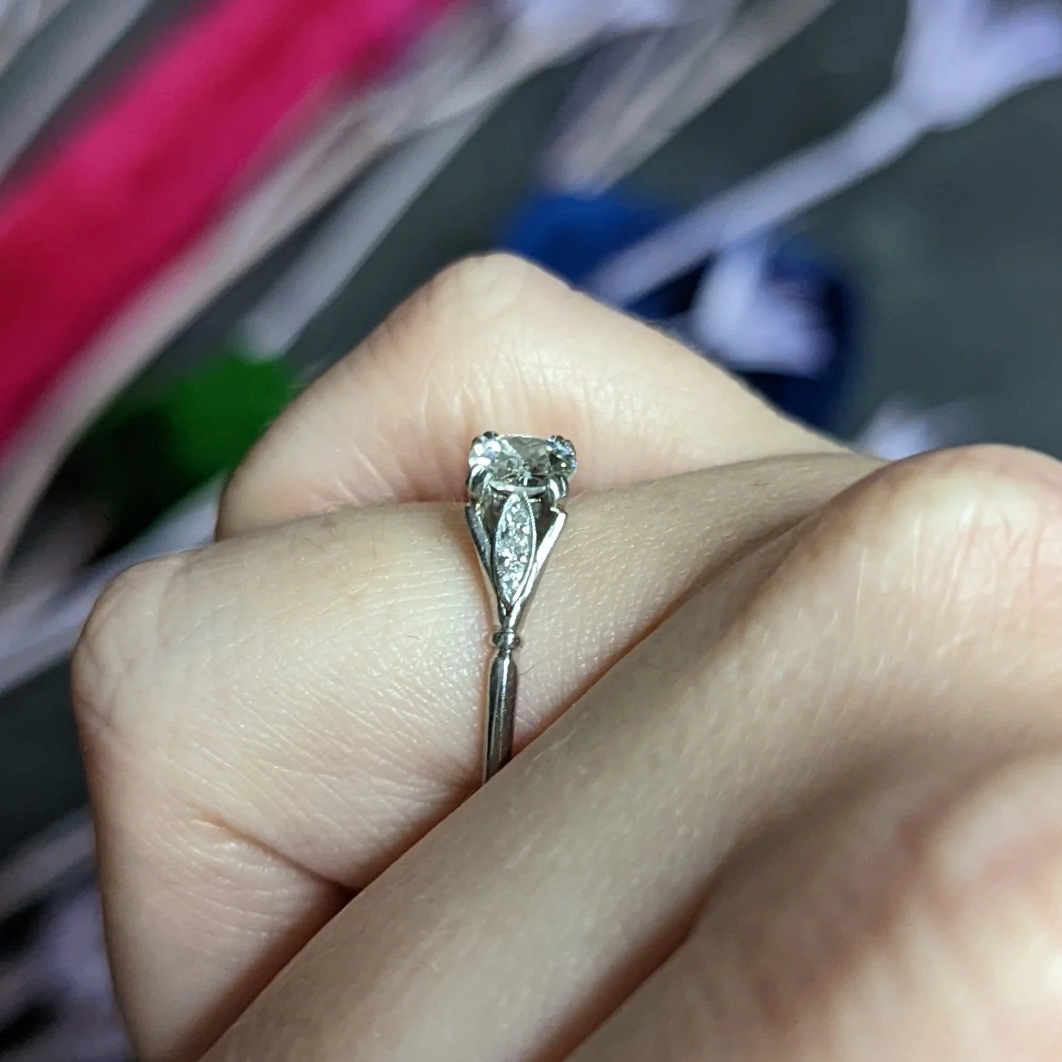 1950's Petri 0.75 CTW Diamond 18 Karat White Gold Engagement Ring - Image 11