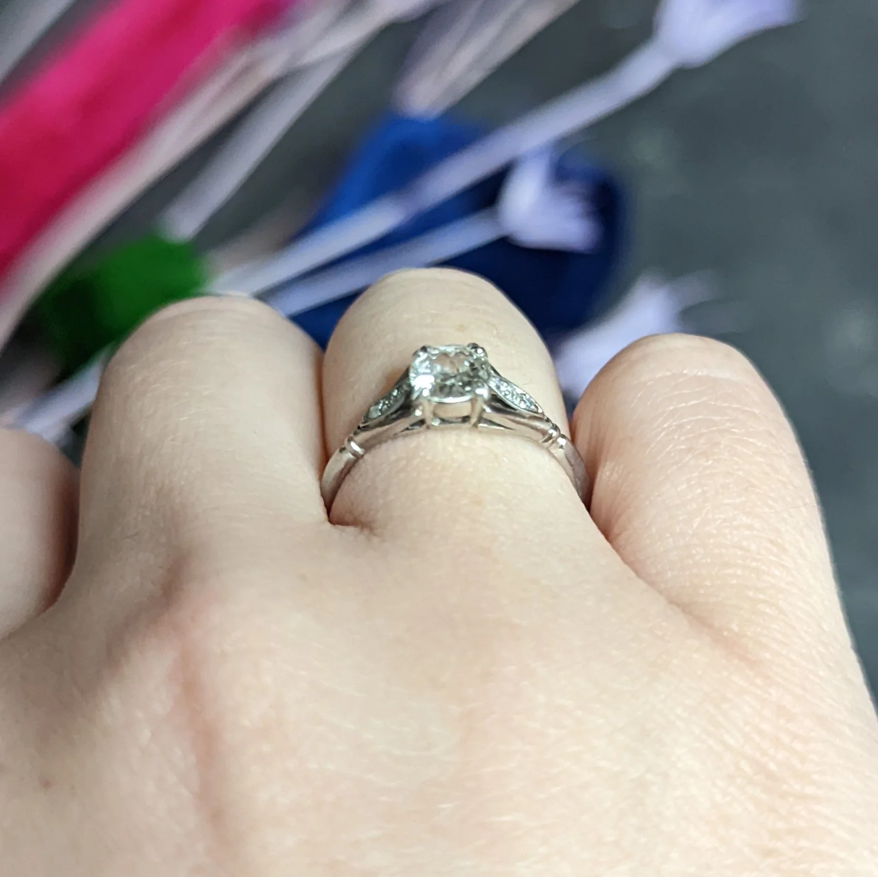 1950's Petri 0.75 CTW Diamond 18 Karat White Gold Engagement Ring - Image 12