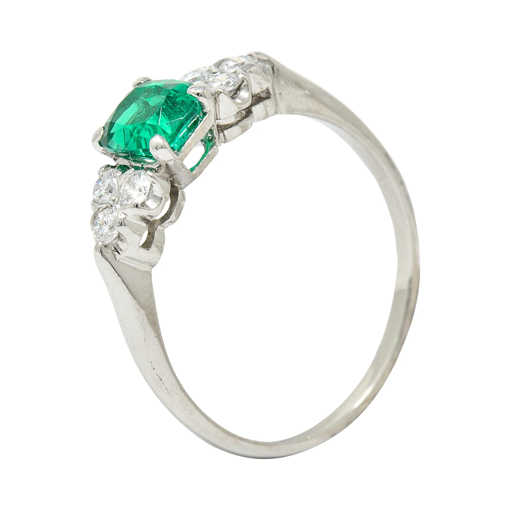 1950's Shreve Crump & Low 0.83 CTW Emerald Diamond Platinum Ring - Image 10