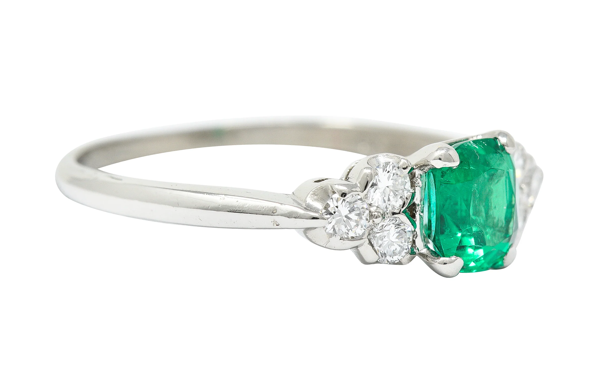 1950's Shreve Crump & Low 0.83 CTW Emerald Diamond Platinum Ring - Image 3