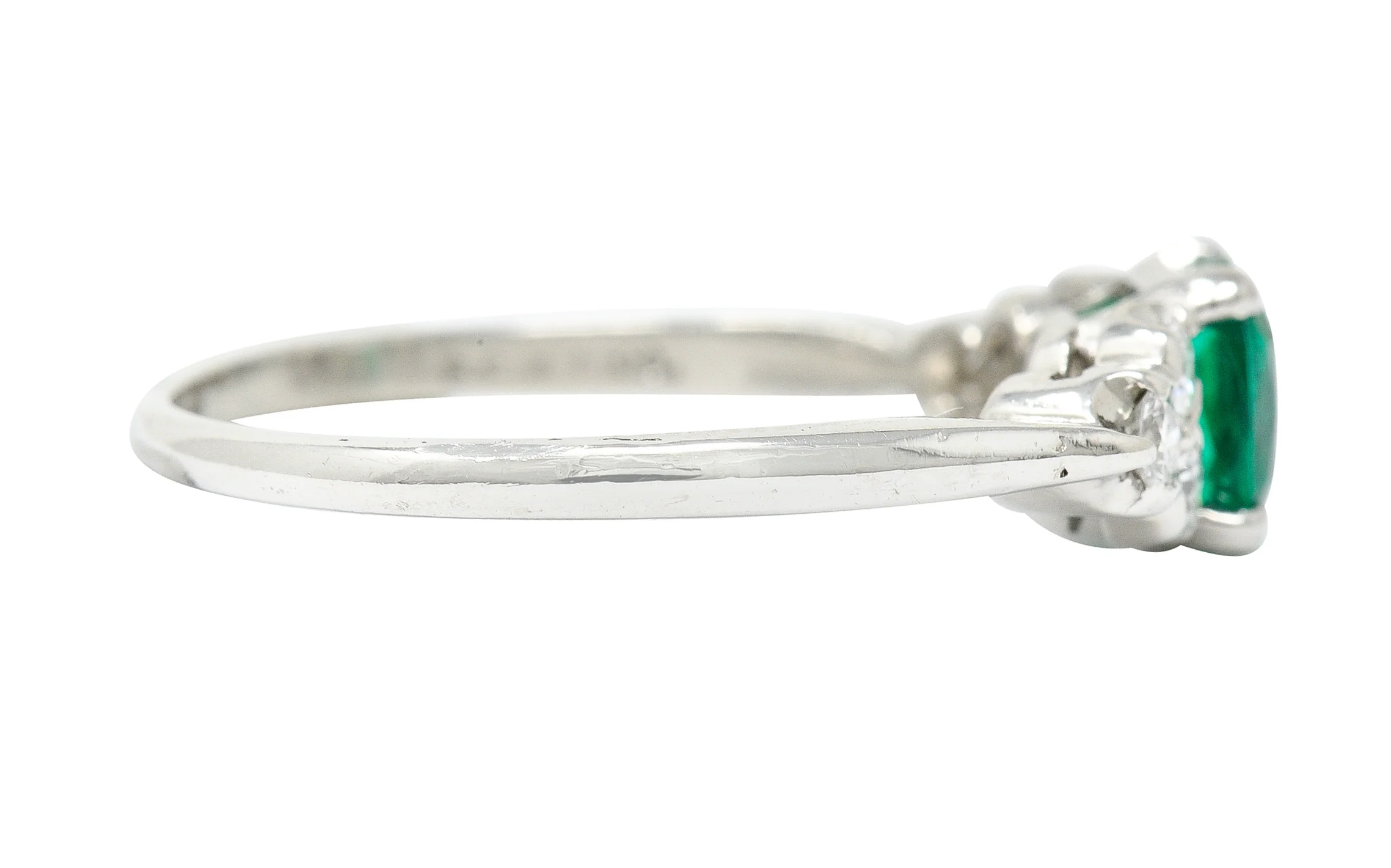 1950's Shreve Crump & Low 0.83 CTW Emerald Diamond Platinum Ring - Image 4