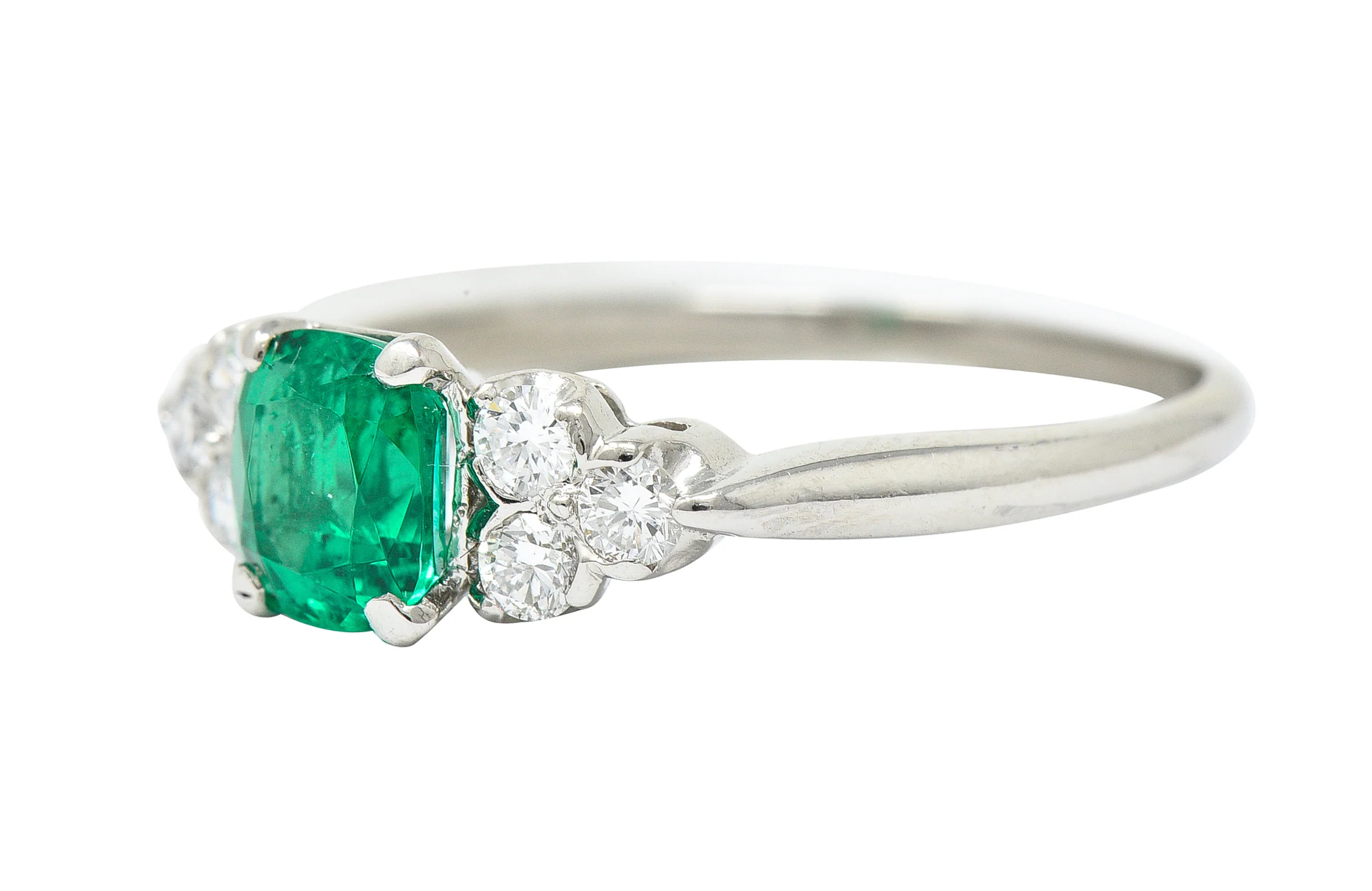 1950's Shreve Crump & Low 0.83 CTW Emerald Diamond Platinum Ring - Image 7