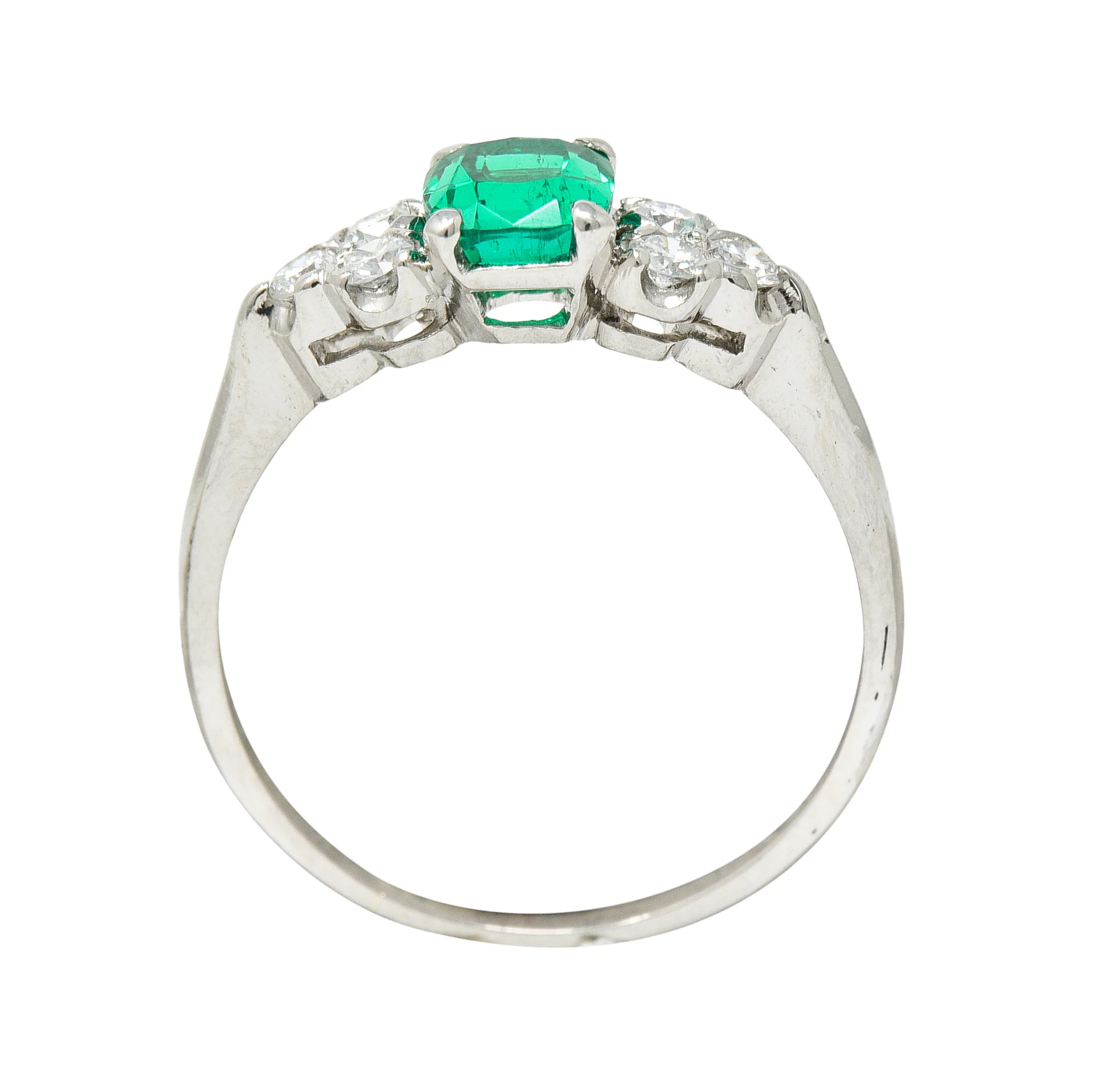 1950's Shreve Crump & Low 0.83 CTW Emerald Diamond Platinum Ring - Image 9