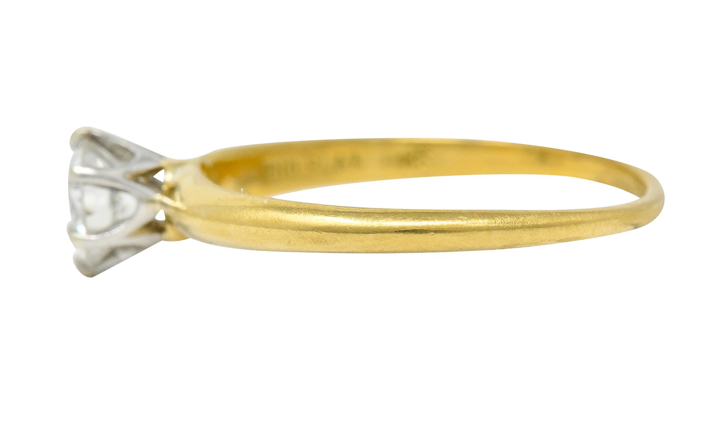 1950's Tiffany & Co. 0.50 CTW Diamond Platinum 18 Karat Gold Solitaire Engagement Ring - Image 5