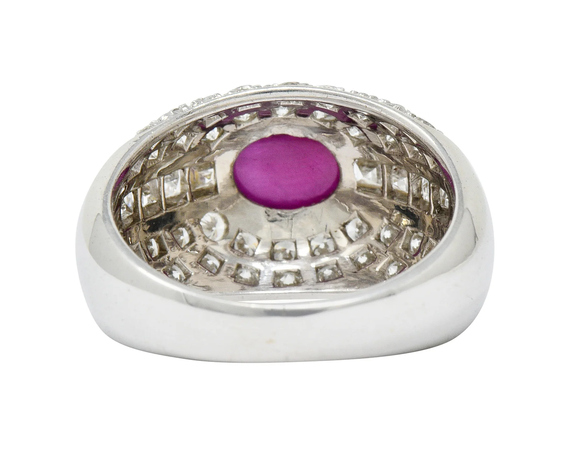 1950's W.J. Harbor Co. 2.50 CTW Ruby Diamond 18 Karat White Gold Unisex Band Ring - Image 4