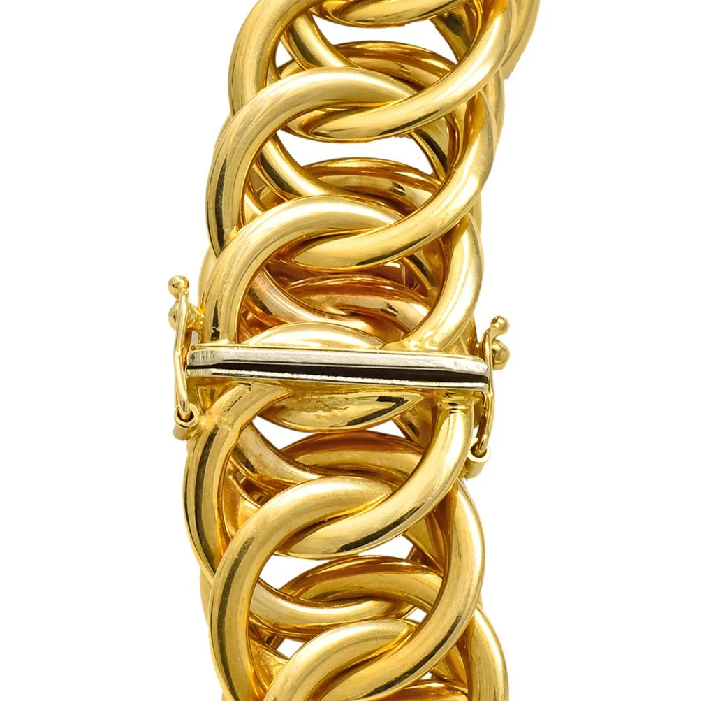 1960’s Vintage 14 Karat Yellow Fancy Gold Interlaced Chain Necklace - Image 6