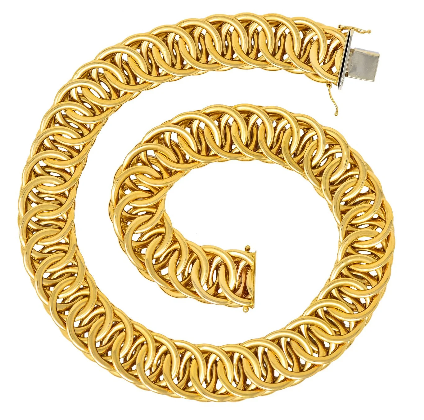 1960’s Vintage 14 Karat Yellow Fancy Gold Interlaced Chain Necklace - Image 8
