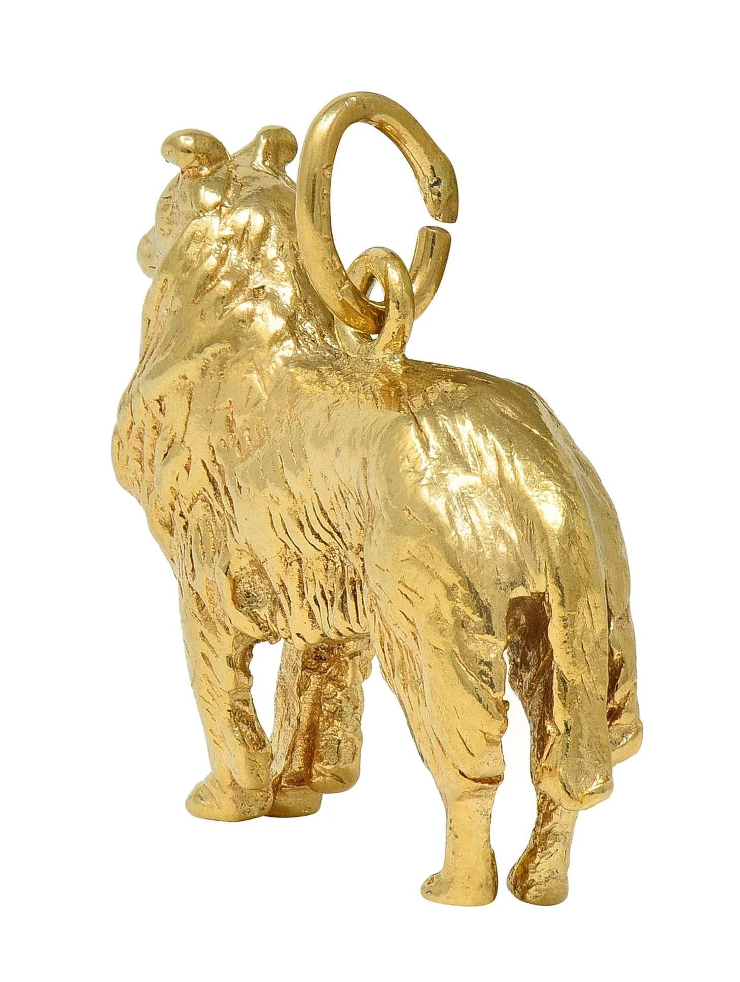 1960's 14 Karat Yellow Gold Vintage Collie Dog Pendant Charm - Image 3