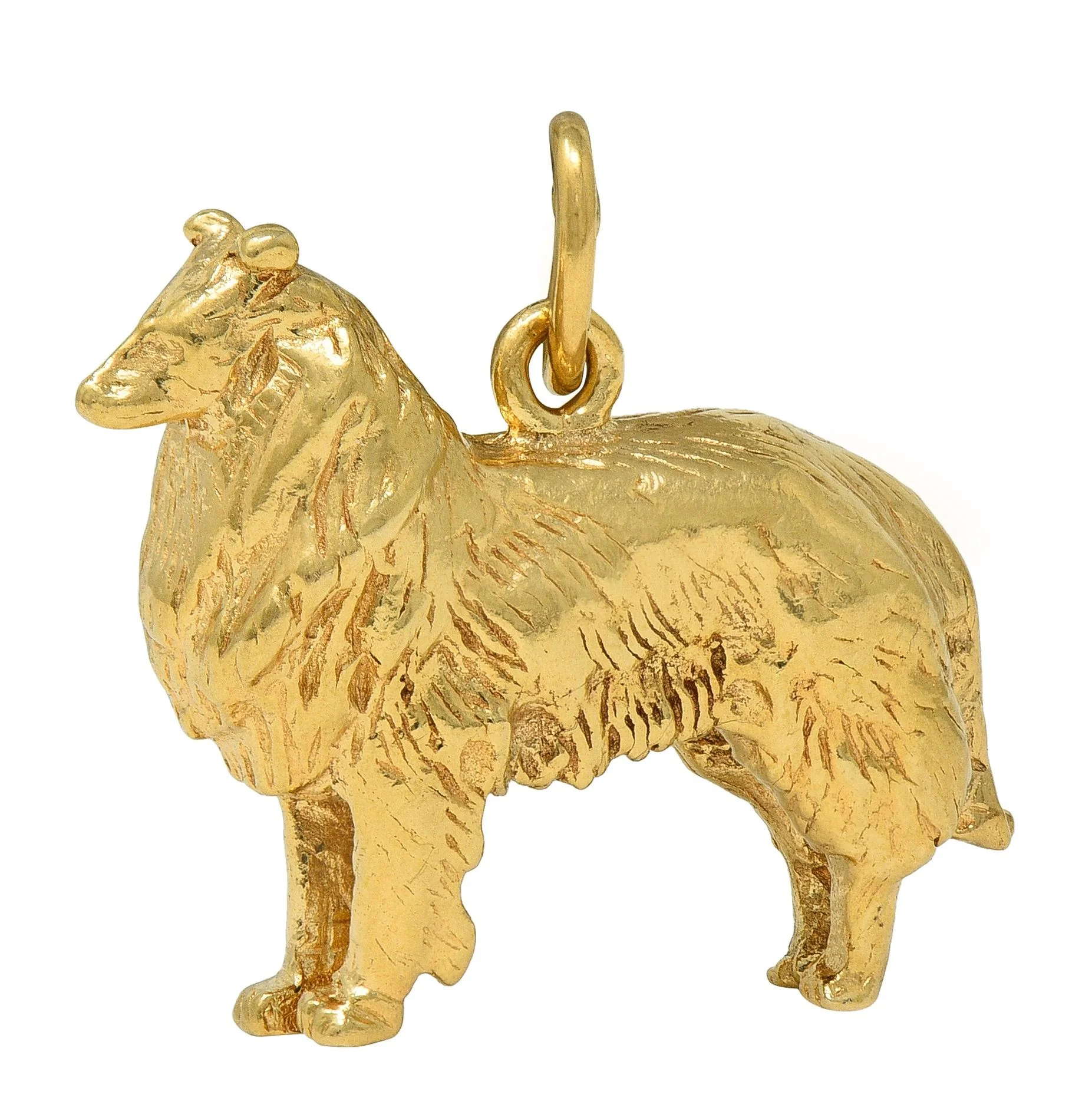 1960's 14 Karat Yellow Gold Vintage Collie Dog Pendant Charm - Image 5