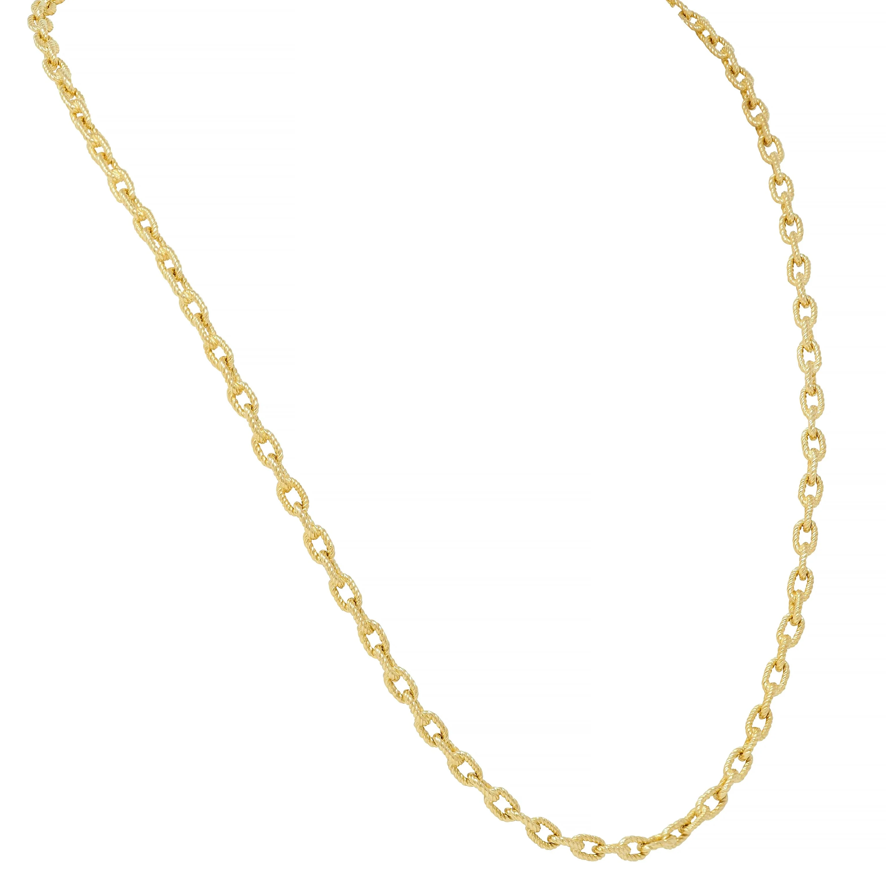 1960's 18 Karat Yellow Gold Twisted Rope Cable Link Chain Vintage Necklace - Image 3