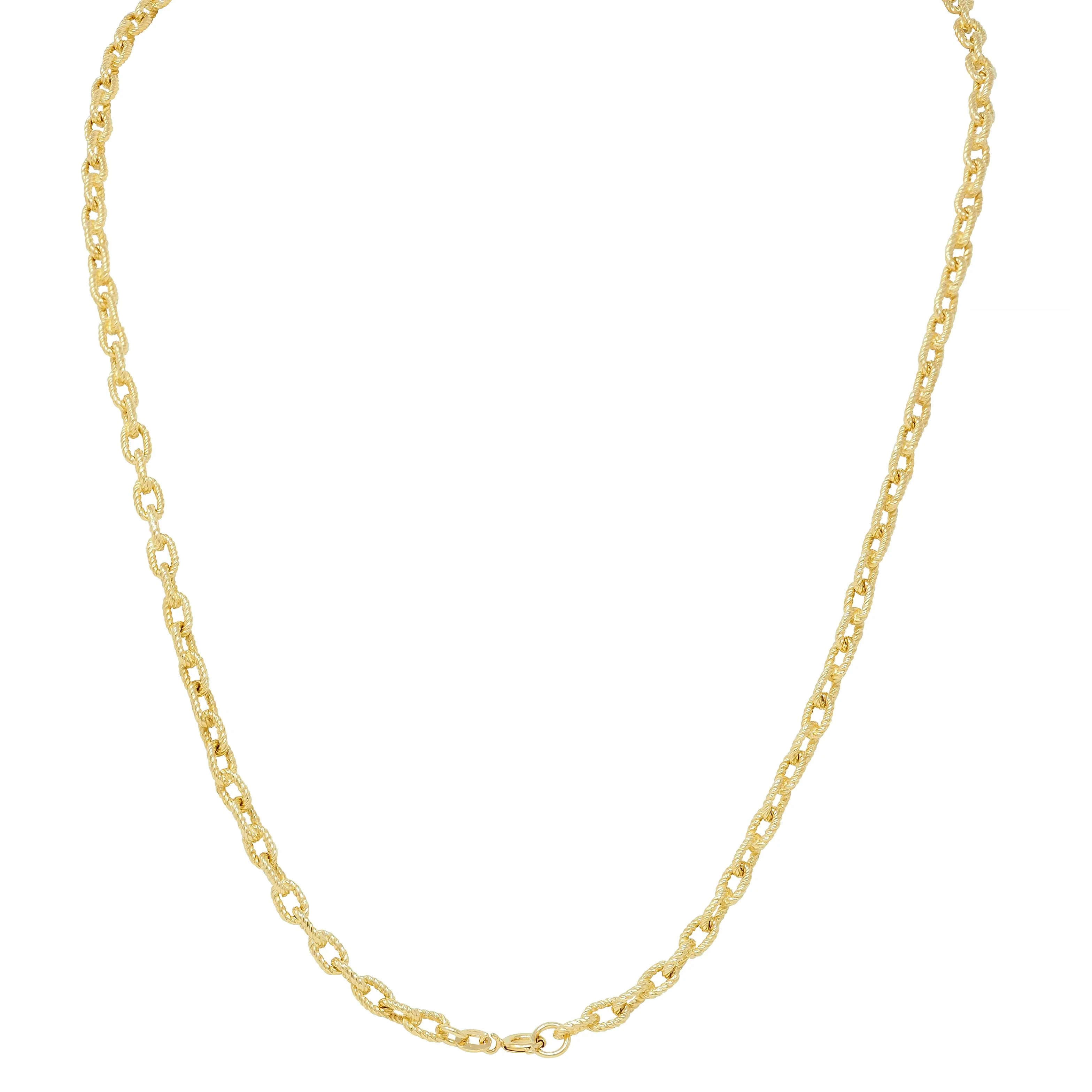 1960's 18 Karat Yellow Gold Twisted Rope Cable Link Chain Vintage Necklace - Image 4