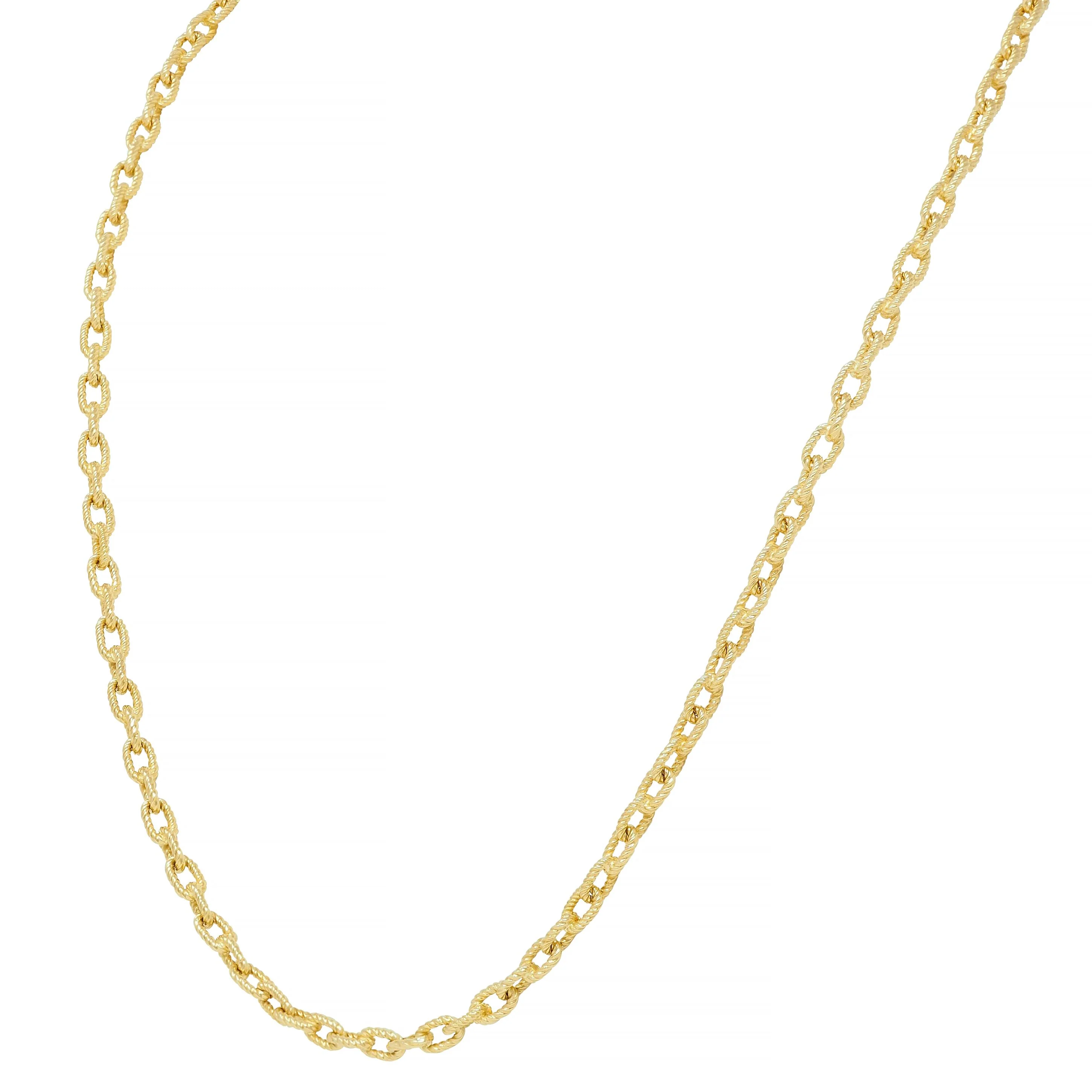 1960's 18 Karat Yellow Gold Twisted Rope Cable Link Chain Vintage Necklace - Image 5
