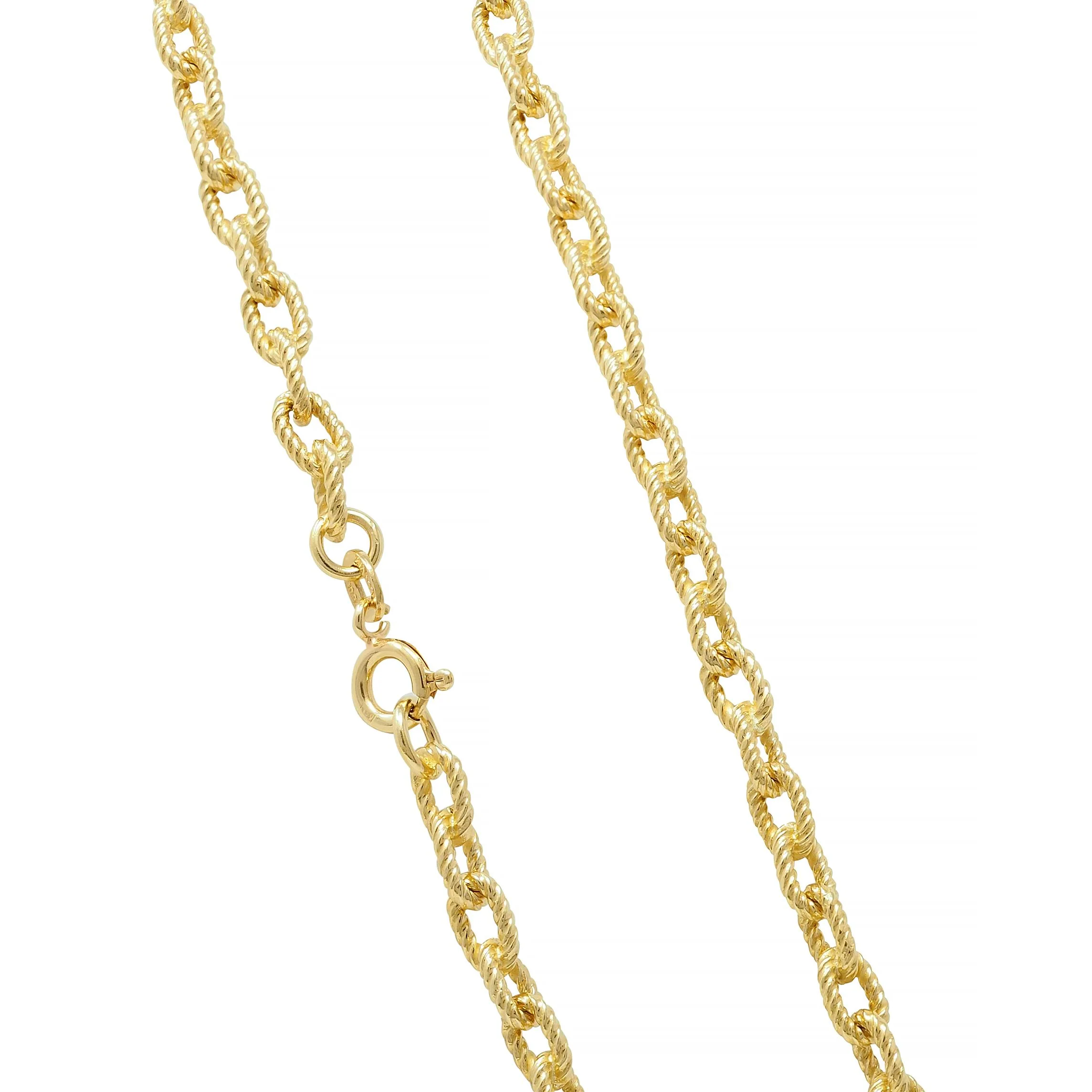 1960's 18 Karat Yellow Gold Twisted Rope Cable Link Chain Vintage Necklace - Image 6