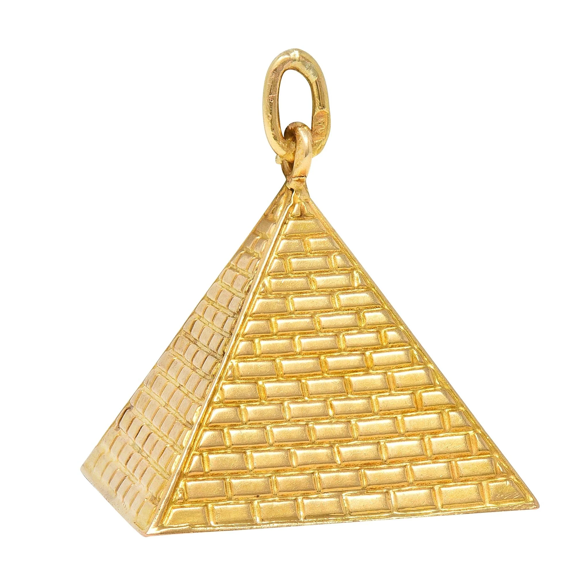 1960's 18 Karat Yellow Gold Vintage Egyptian Pyramid Pendant Charm - Image 2