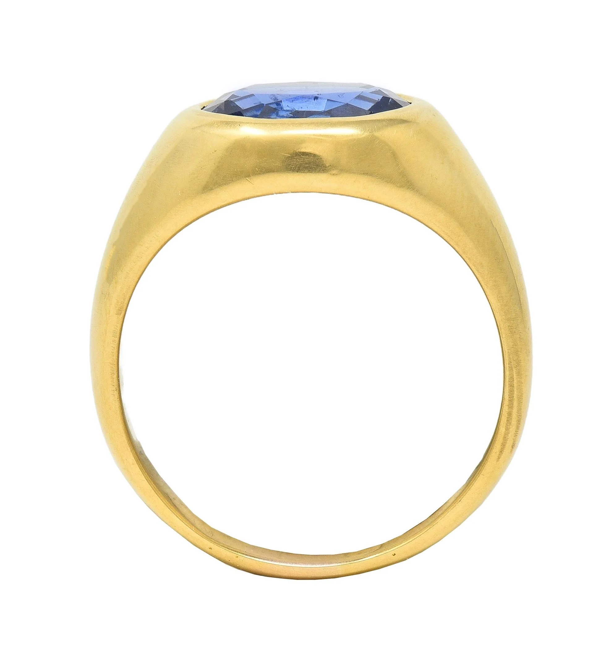 1960's 4.34 CTW No Heat Ceylon Sapphire 18 Karat Yellow Gold Vintage Signet Ring GIA - Image 8